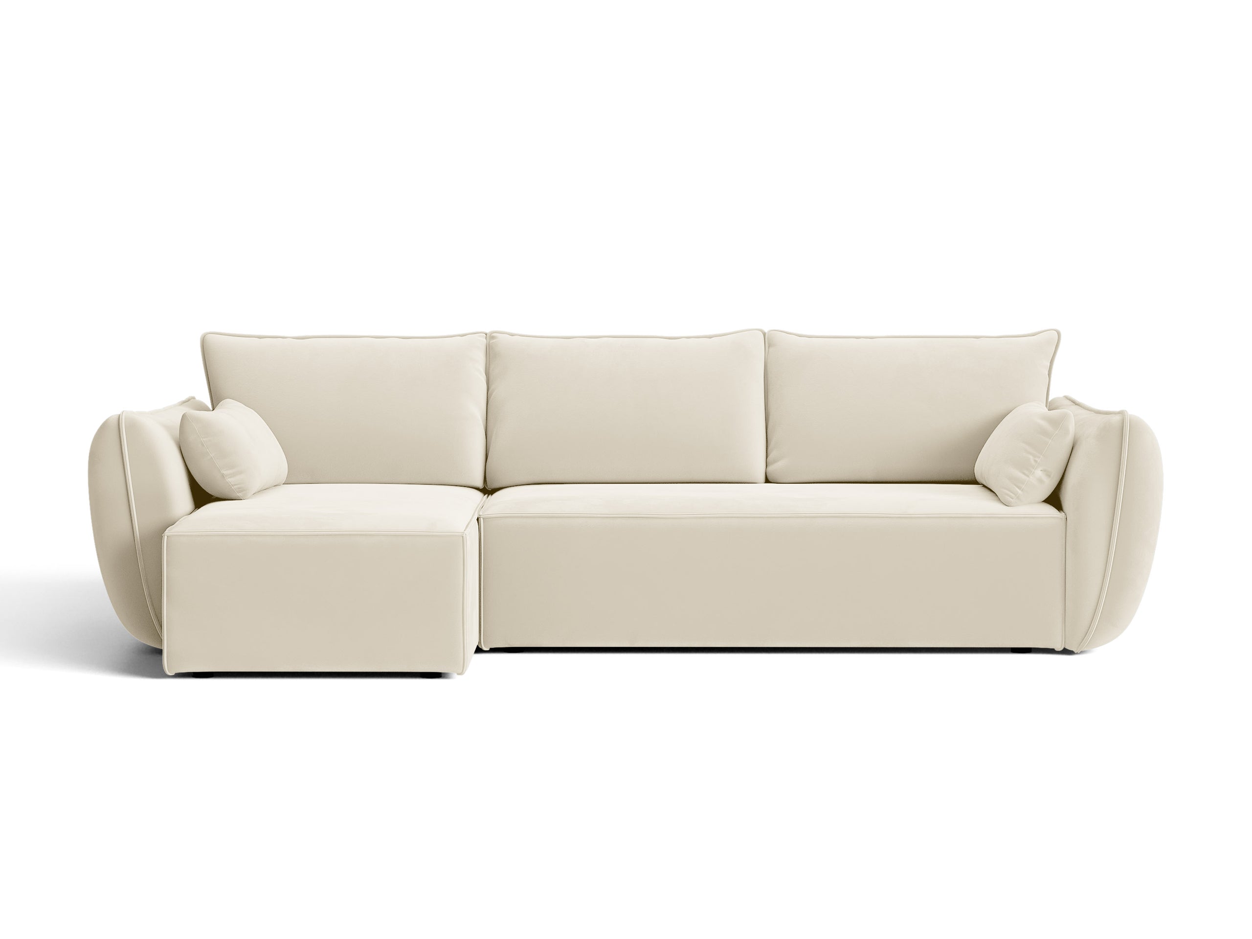Micadoni Kaelle rozkladacia rohová sedačka 262 × 168 cm - Zamat Bluvel (Blu22) - Svetlobéžová - Ľavé prevedenie