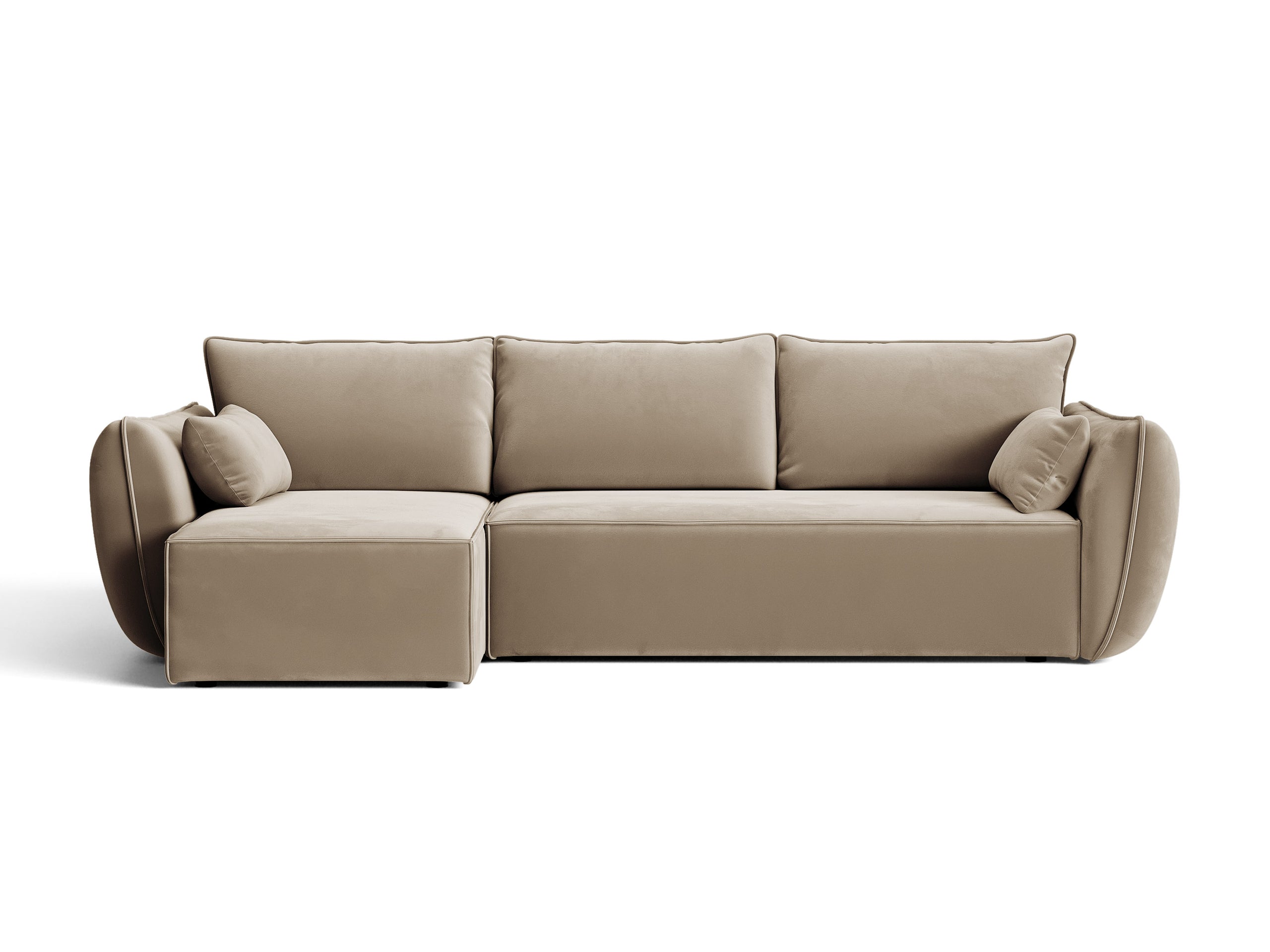 Micadoni Kaelle rozkladacia rohová sedačka 262 × 168 cm - Zamat Bluvel (Blu40) - Kapučínová - Ľavé prevedenie
