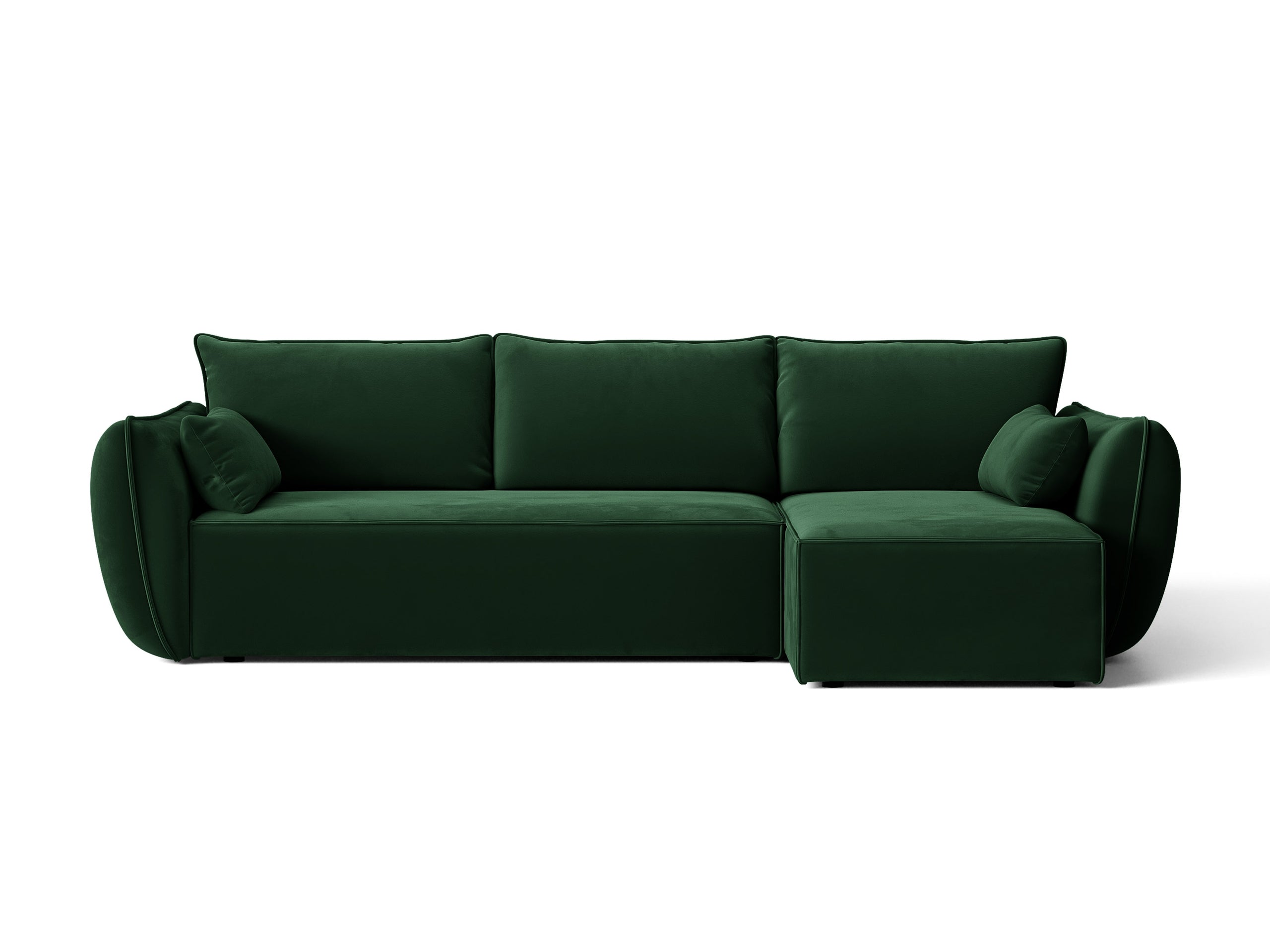 Micadoni Kaelle rozkladacia rohová sedačka 262 × 168 cm - Zamat Bluvel (Blu78) - Fľaškovozelená - Pravé prevedenie