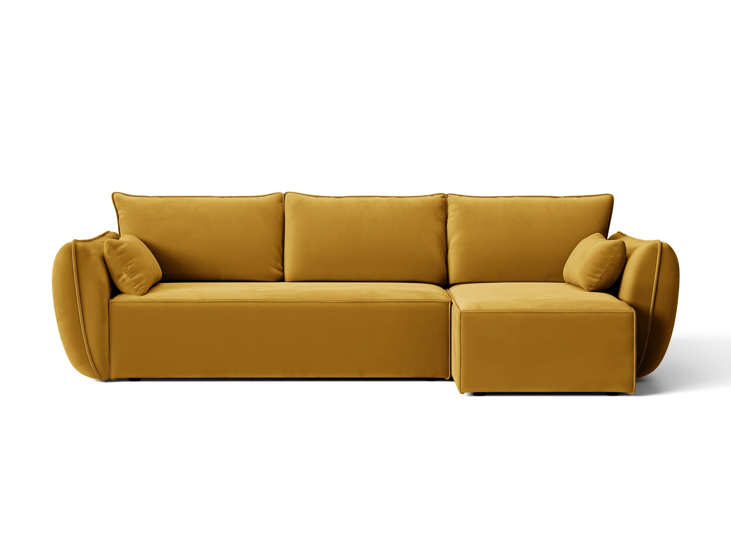 Micadoni Kaelle rozkladacia rohová sedačka 262 × 168 cm - Zamat Bluvel (Blu68) - Žltá - Pravé prevedenie