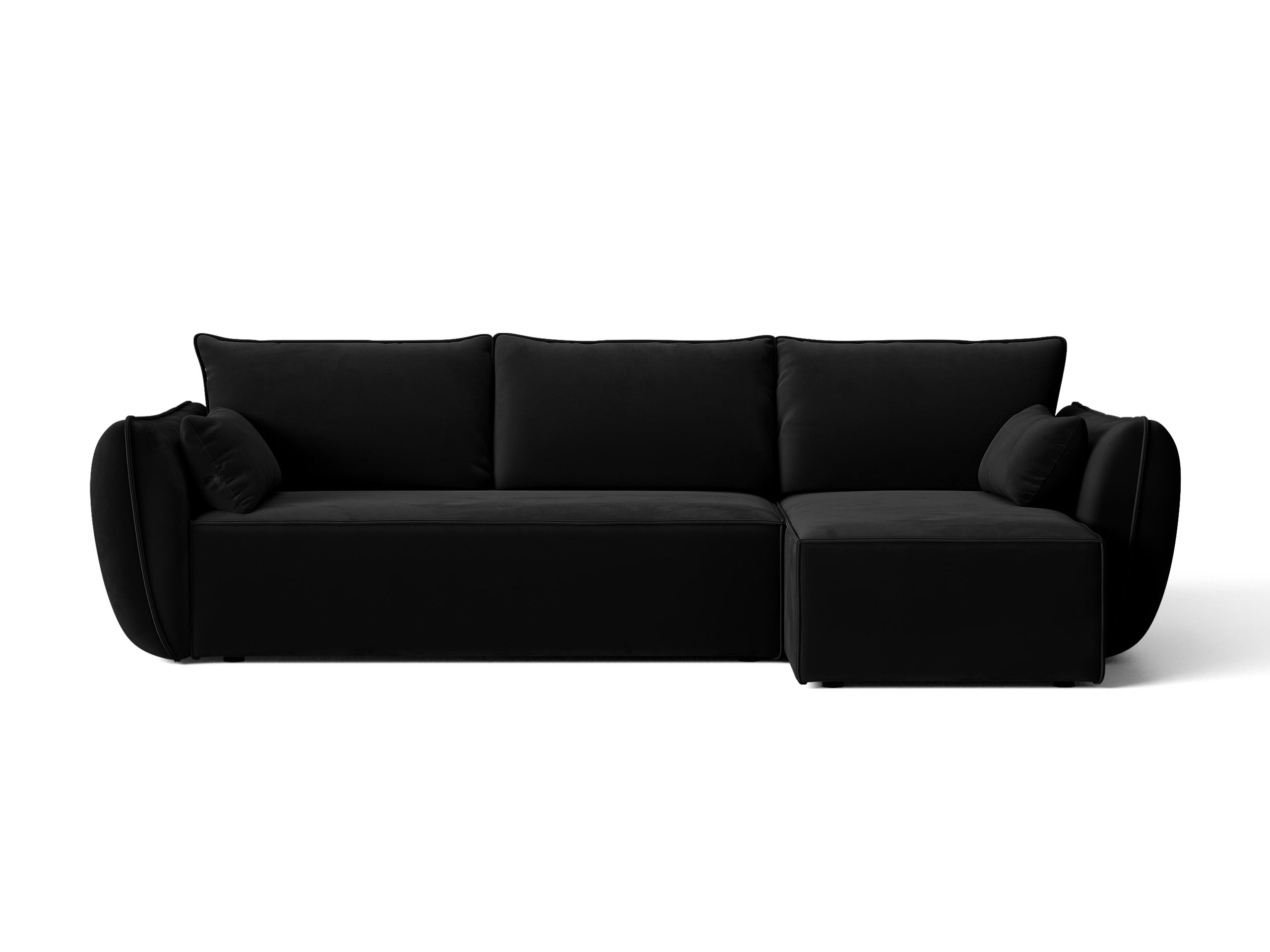 Micadoni Kaelle rozkladacia rohová sedačka 262 × 168 cm - Zamat Bluvel (Blu19) - Čierna - Pravé prevedenie
