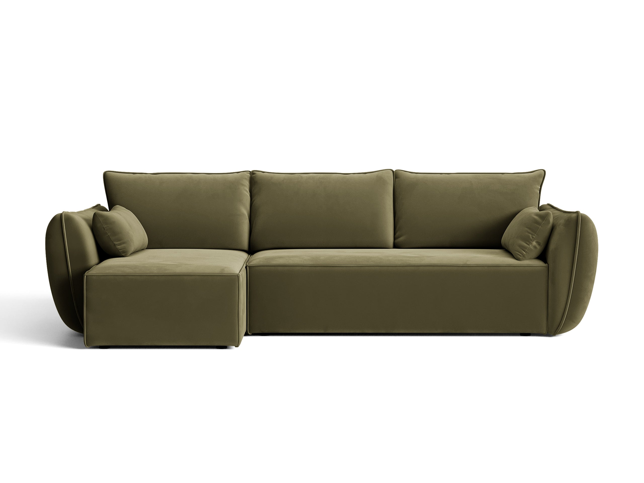 Micadoni Kaelle rozkladacia rohová sedačka 262 × 168 cm - Zamat Bluvel (Blu77) - Zelená - Ľavé prevedenie