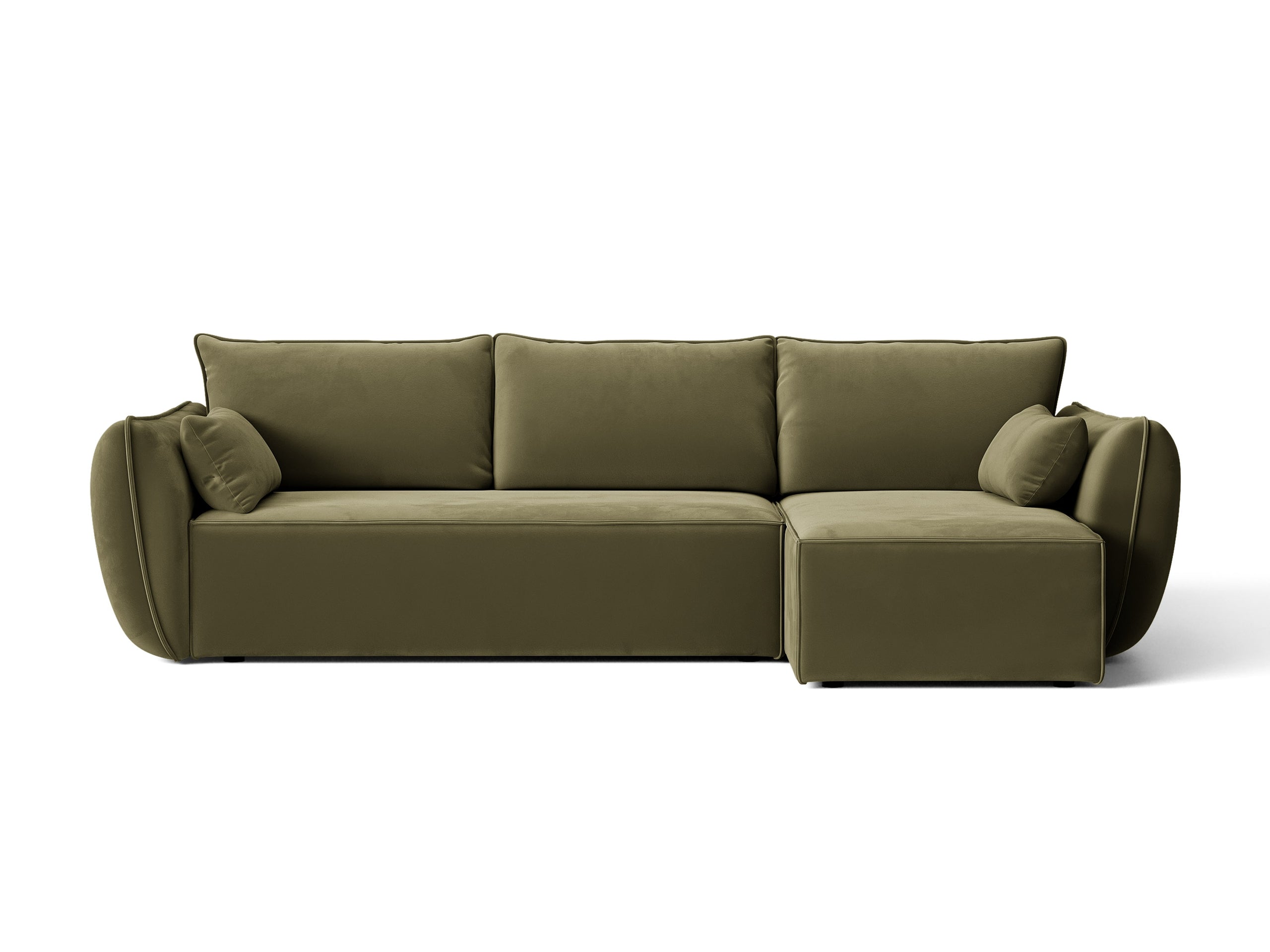 Micadoni Kaelle rozkladacia rohová sedačka 262 × 168 cm - Zamat Bluvel (Blu77) - Zelená - Pravé prevedenie