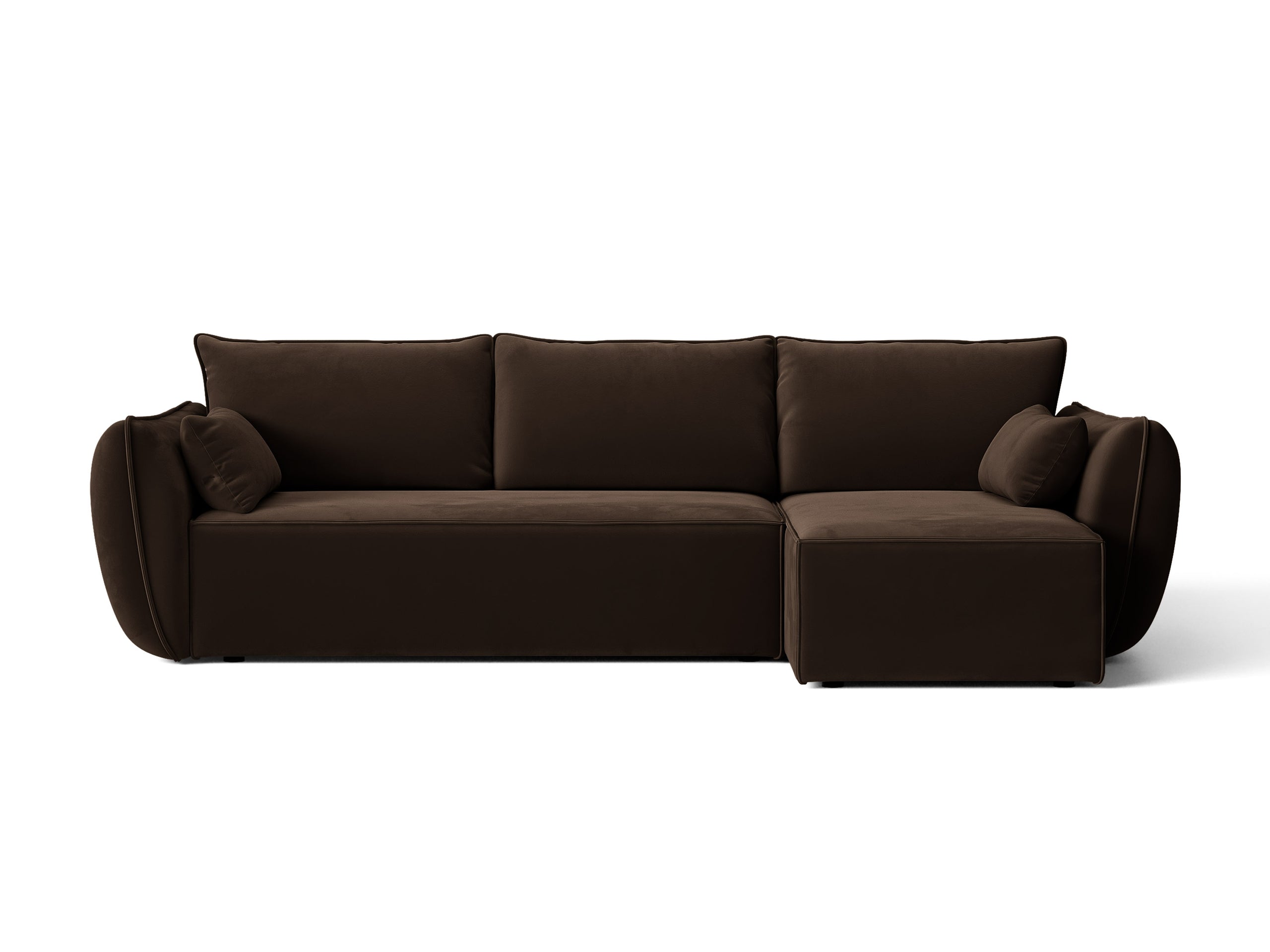 Micadoni Kaelle rozkladacia rohová sedačka 262 × 168 cm - Zamat Bluvel (Blu48) - Tmavohnedá - Pravé prevedenie