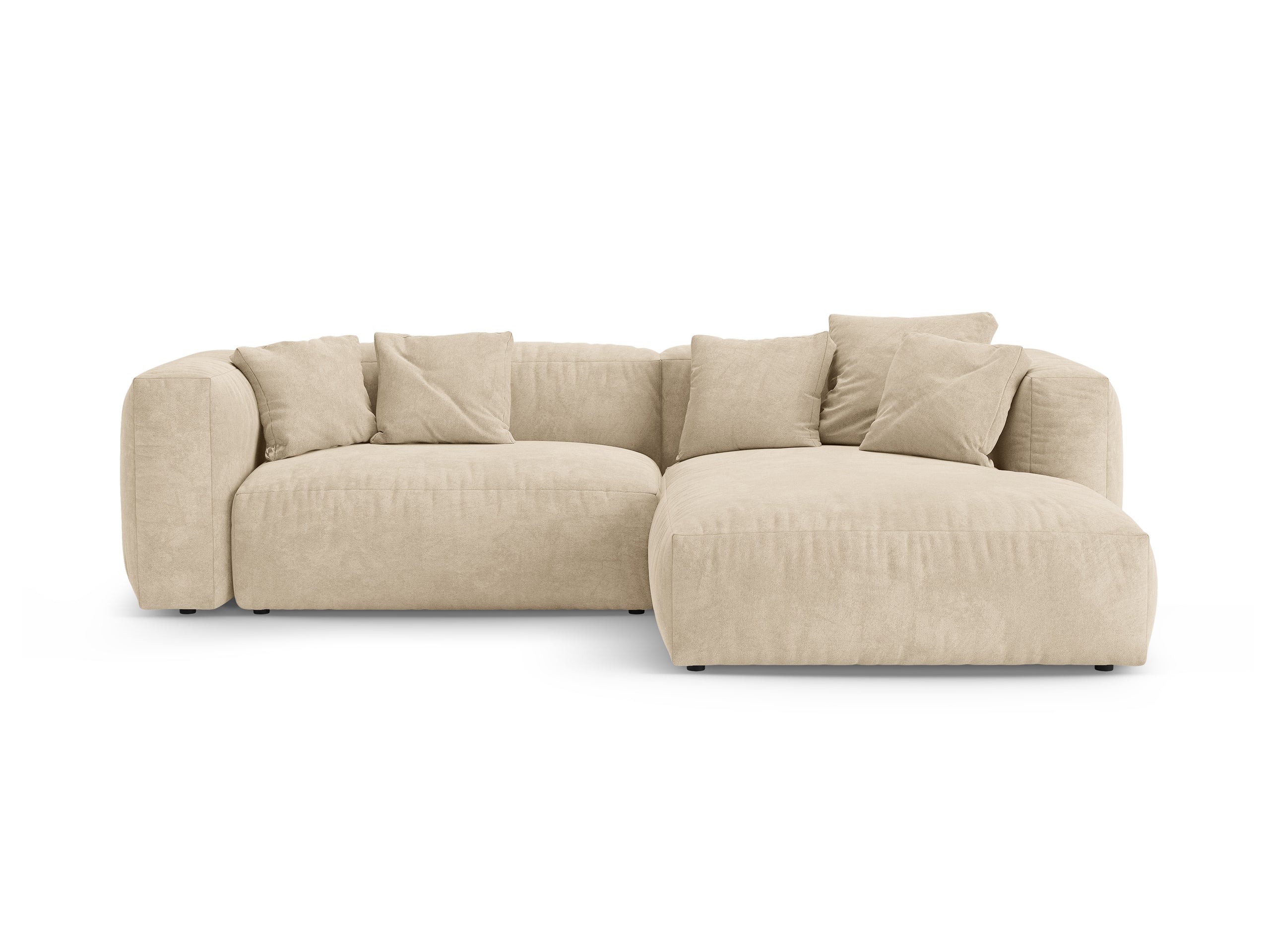 Micadoni Martina rozkladacia rohová sedačka 280 × 170 cm - Zamat Vogue (Vog1) - Svetlobéžová - Pravé prevedenie