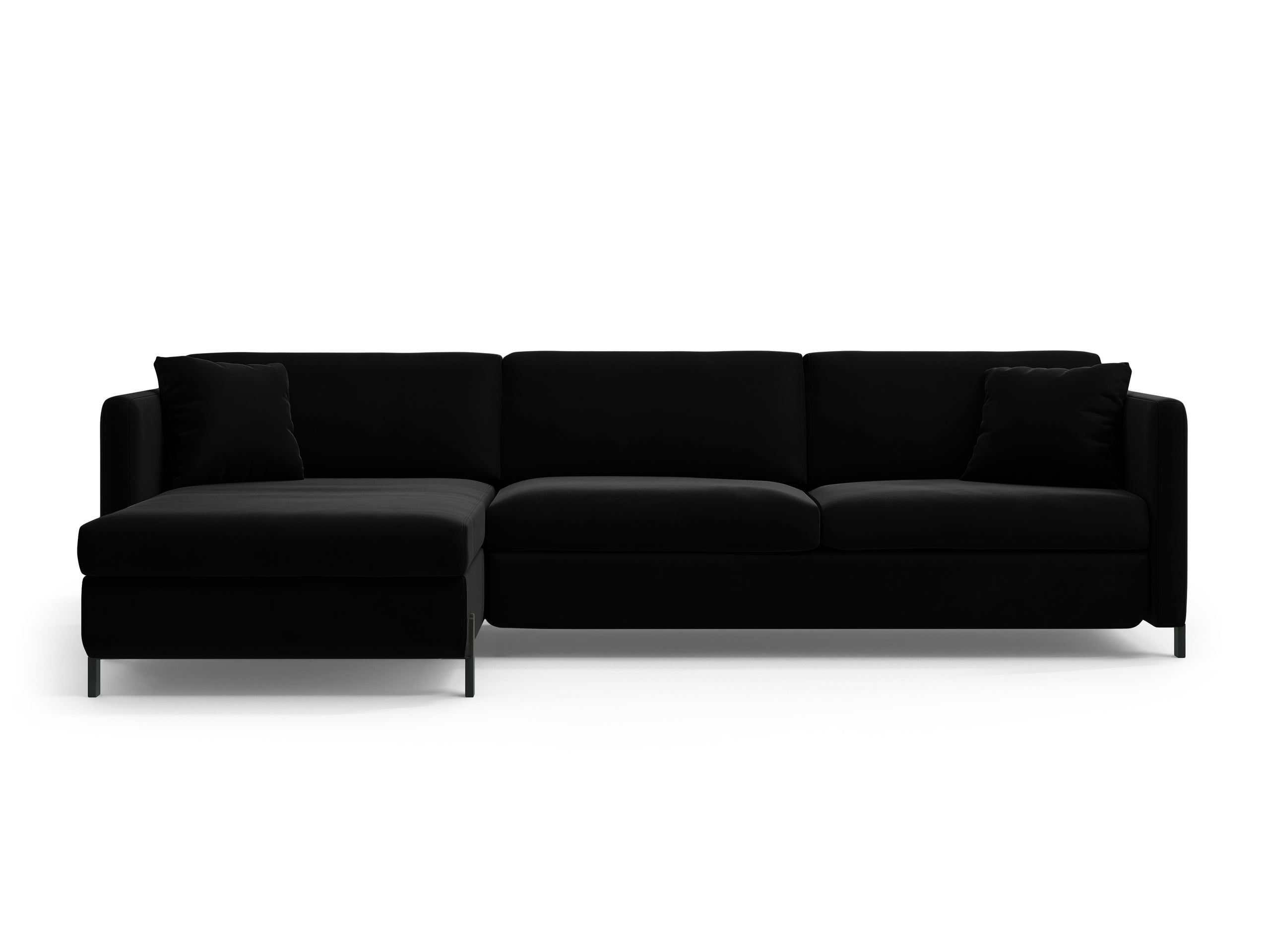 Micadoni Gloria rozkladacia rohová sedačka 266 × 170 cm - Zamat Salvador (Sal19) - Čierna - Ľavé prevedenie