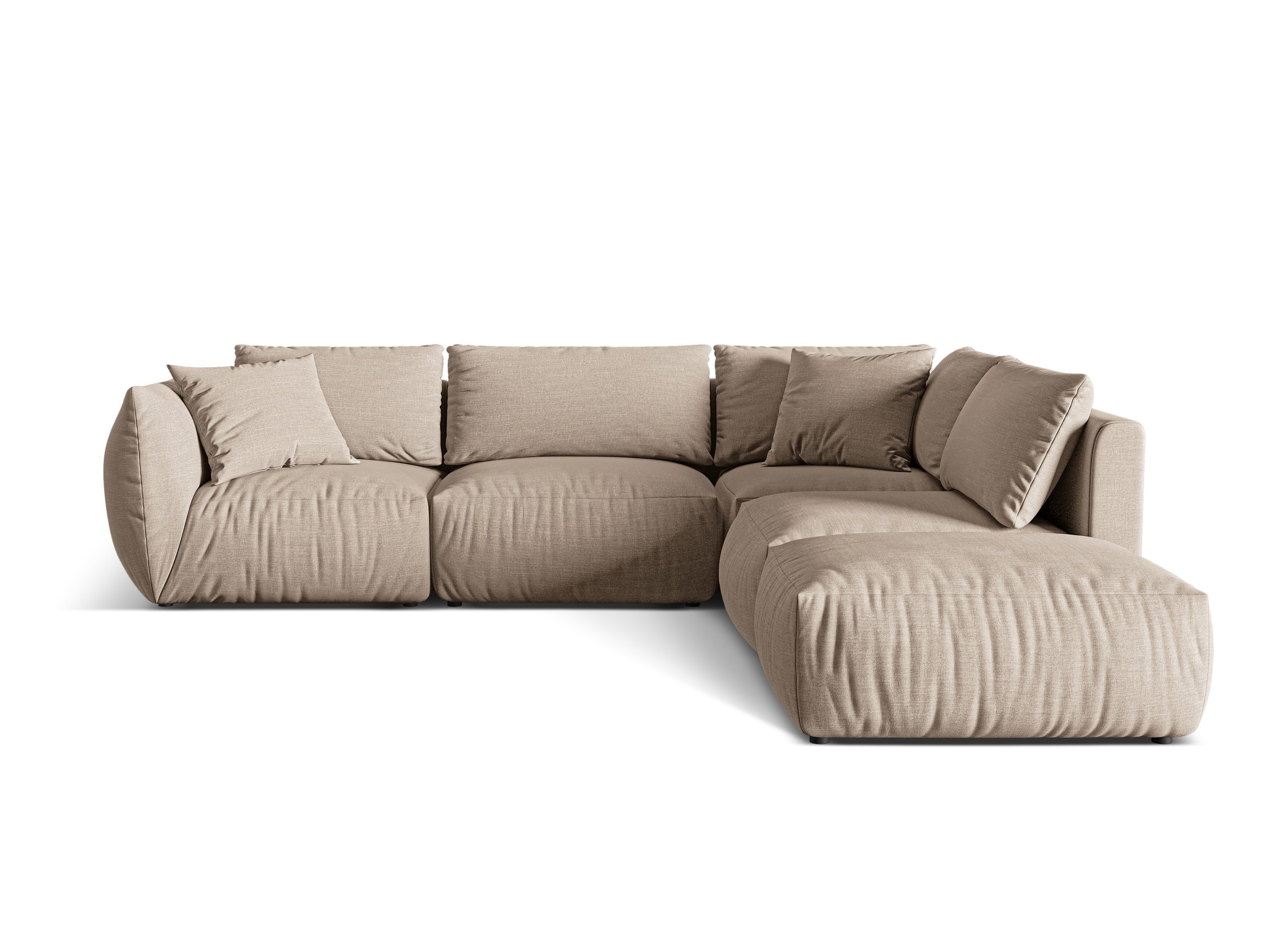 Micadoni Chris rohová sedačka 295 × 290 cm - Štrukturovaná látka LINS (Lin32) - Piesková - Pravé prevedenie