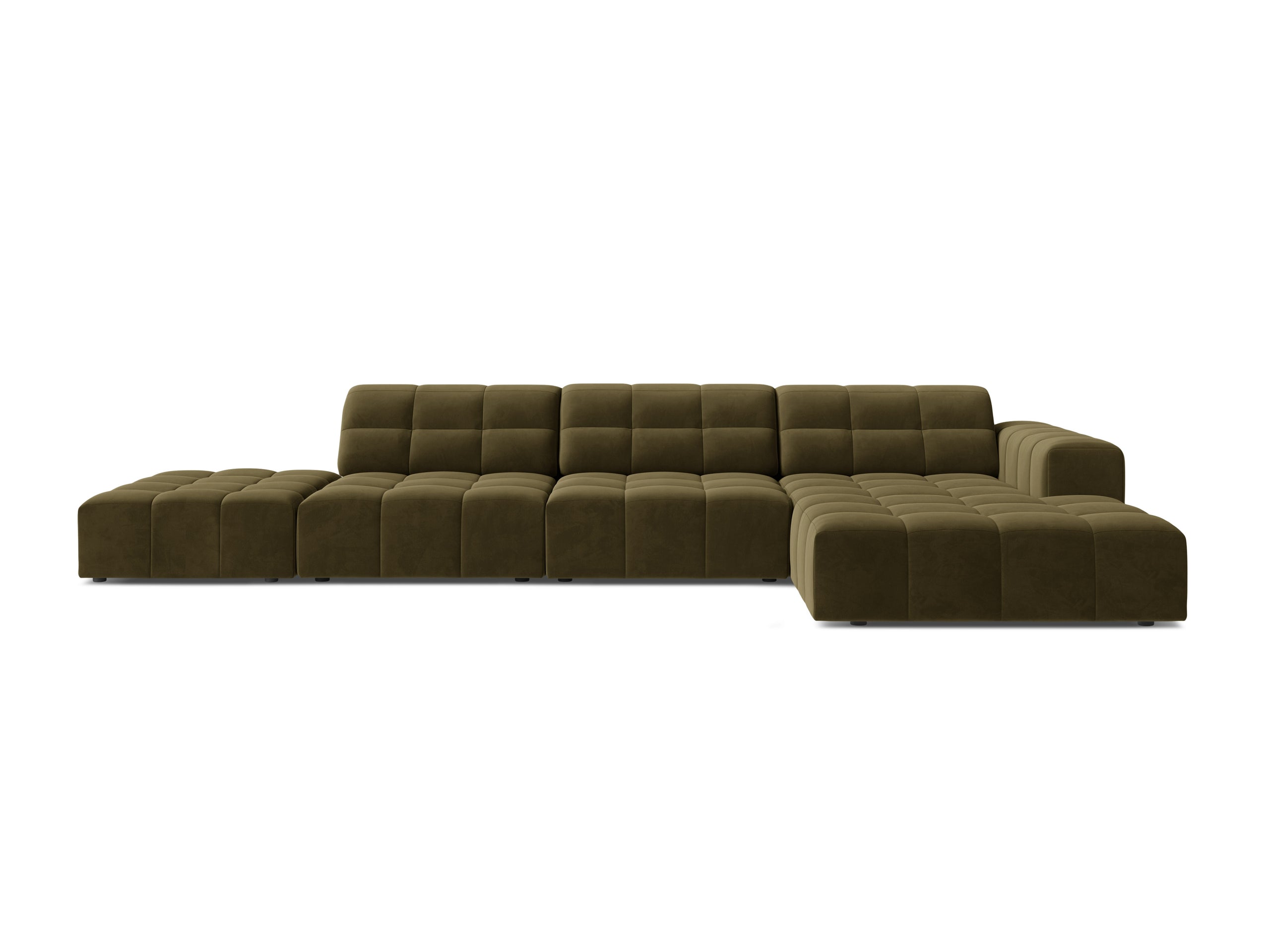 Micadoni Jennifer rohová sedačka 348 × 167 cm - Zamat Bluvel (Blu77) - Zelená - Pravé prevedenie