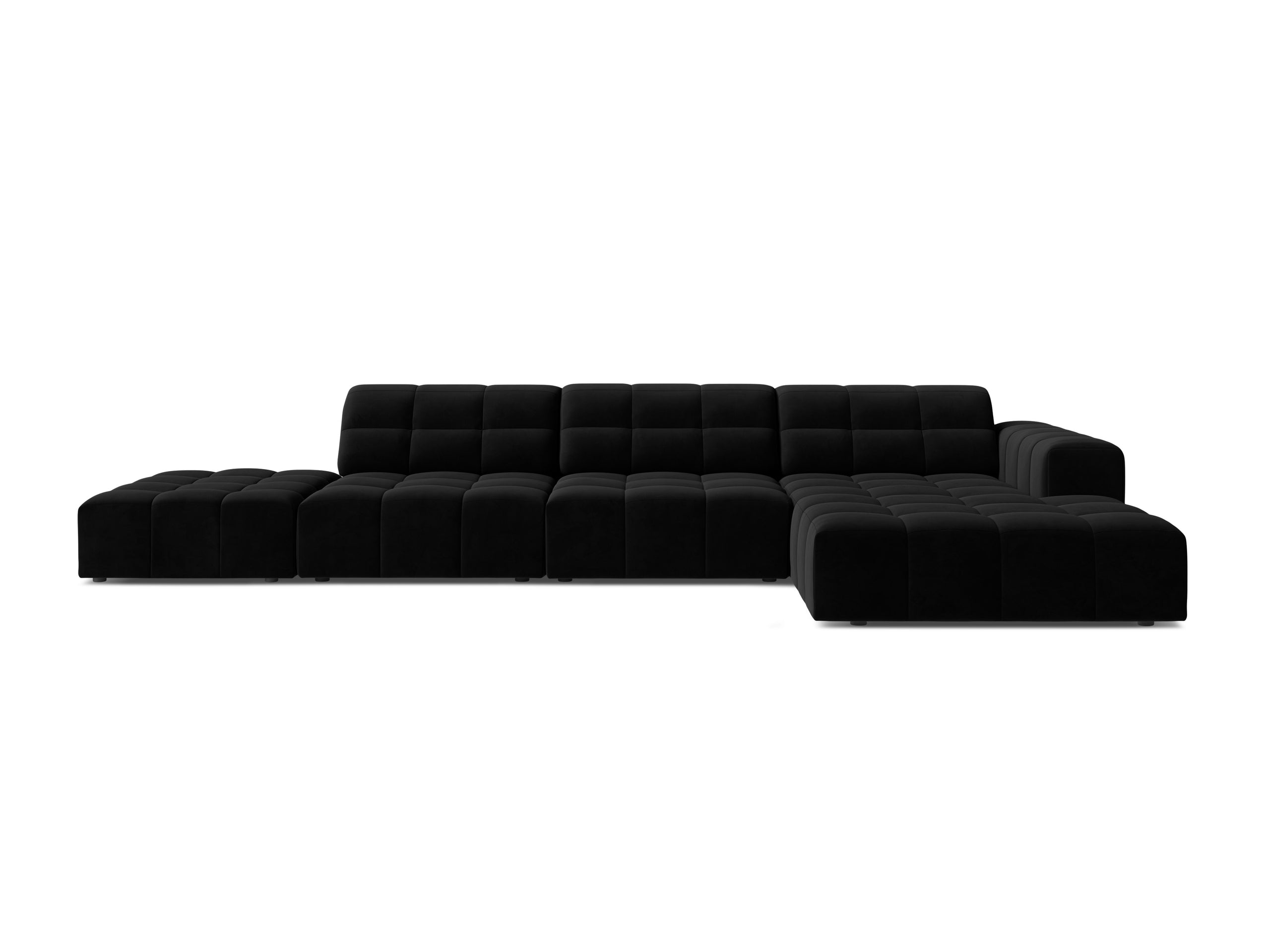 Micadoni Jennifer rohová sedačka 348 × 167 cm - Zamat Bluvel (Blu19) - Čierna - Pravé prevedenie