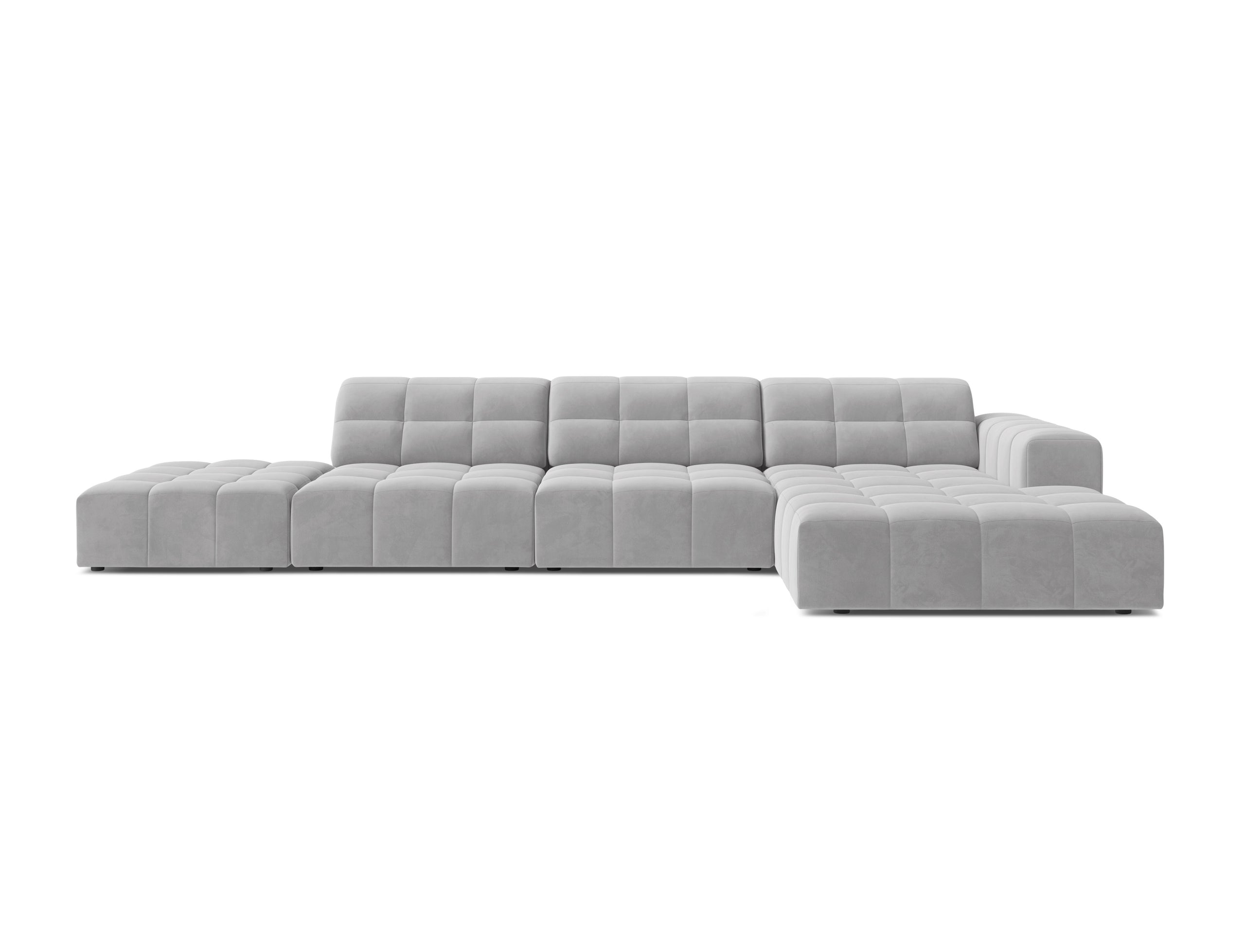 Micadoni Jennifer rohová sedačka 348 × 167 cm - Zamat Bluvel (Blu03) - Strieborná - Pravé prevedenie