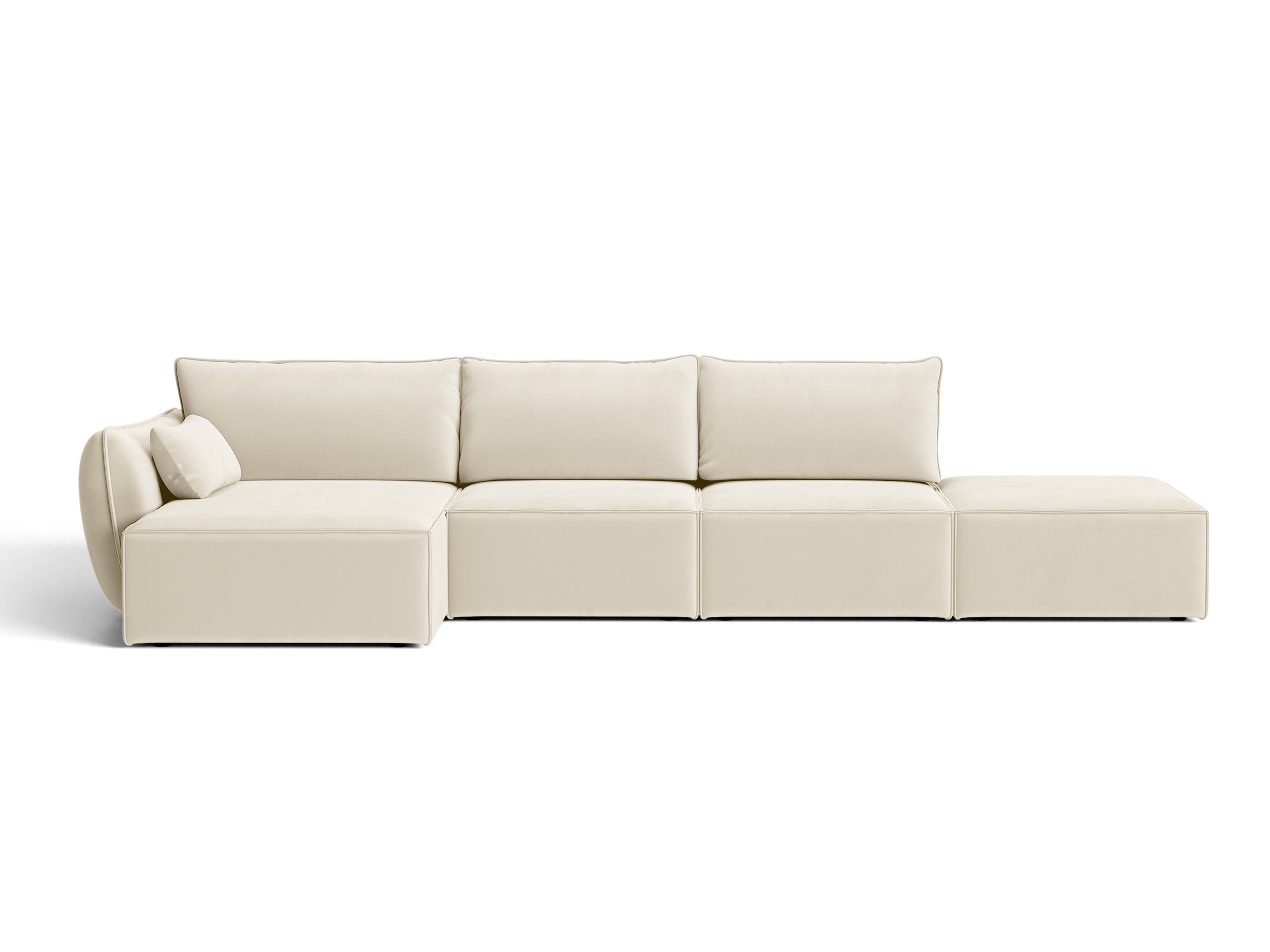 Micadoni Kaelle rohová sedačka 364 × 171 cm - Zamat Bluvel (Blu22) - Svetlobéžová - Ľavé prevedenie