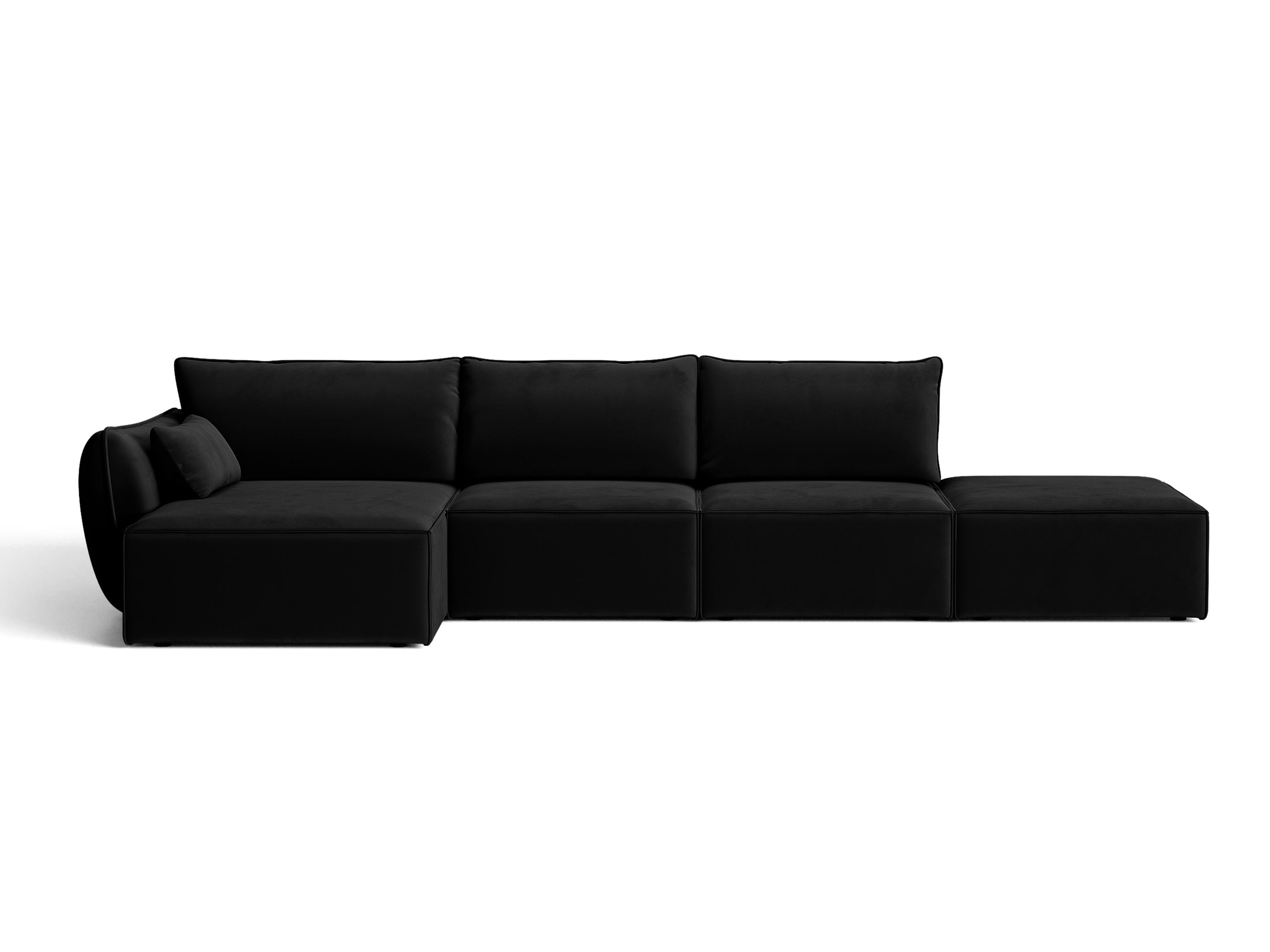 Micadoni Kaelle rohová sedačka 364 × 171 cm - Zamat Bluvel (Blu19) - Čierna - Ľavé prevedenie