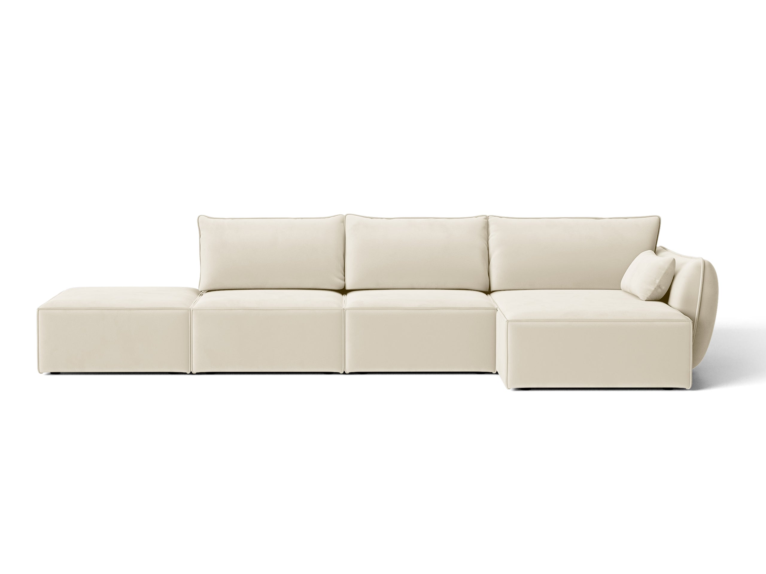 Micadoni Kaelle rohová sedačka 364 × 171 cm - Zamat Bluvel (Blu22) - Svetlobéžová - Pravé prevedenie