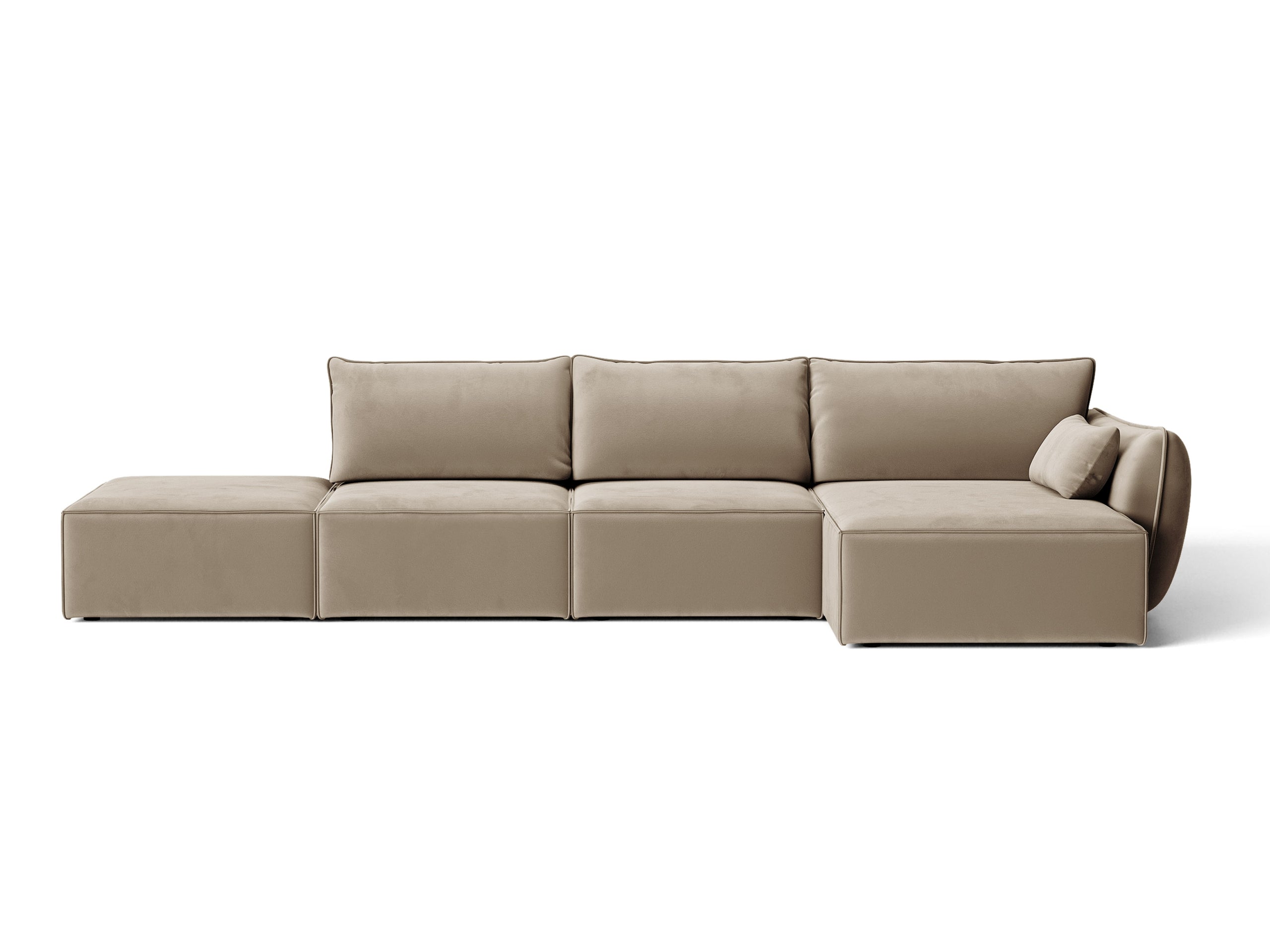 Micadoni Kaelle rohová sedačka 364 × 171 cm - Zamat Bluvel (Blu40) - Kapučínová - Pravé prevedenie