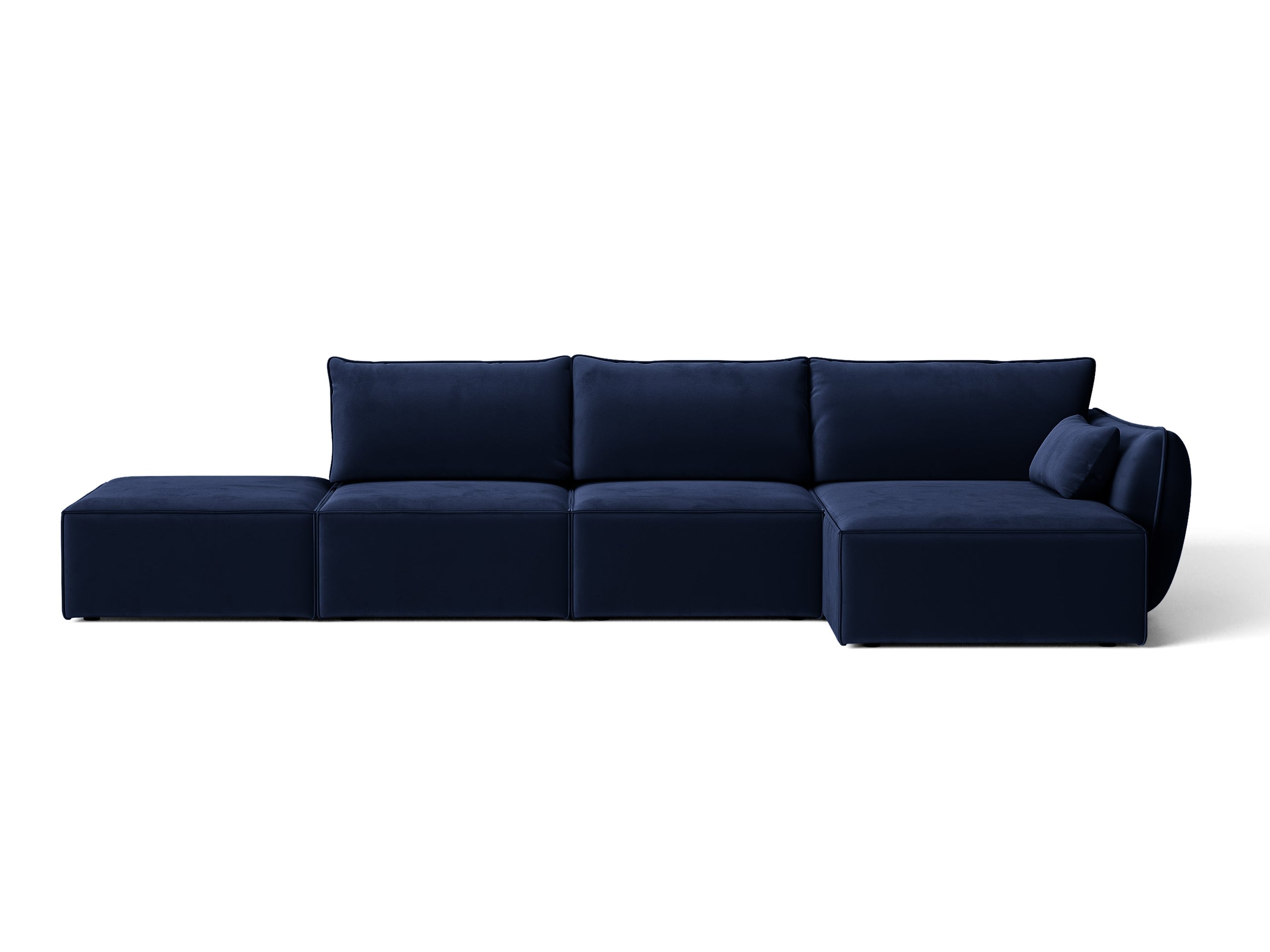 Micadoni Kaelle rohová sedačka 364 × 171 cm - Zamat Bluvel (Blu86) - Kráľovská modrá - Pravé prevedenie