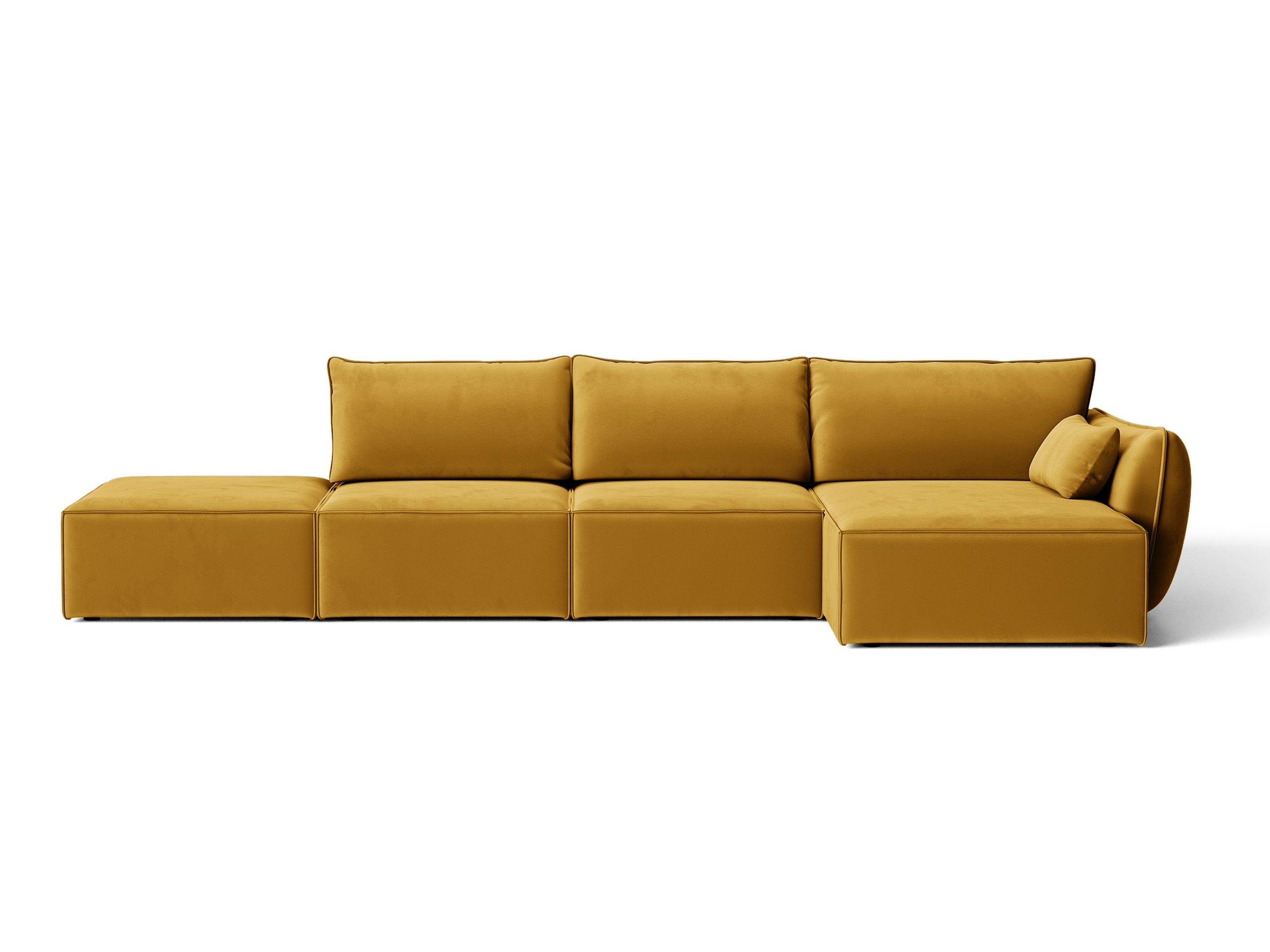 Micadoni Kaelle rohová sedačka 364 × 171 cm - Zamat Bluvel (Blu68) - Žltá - Pravé prevedenie
