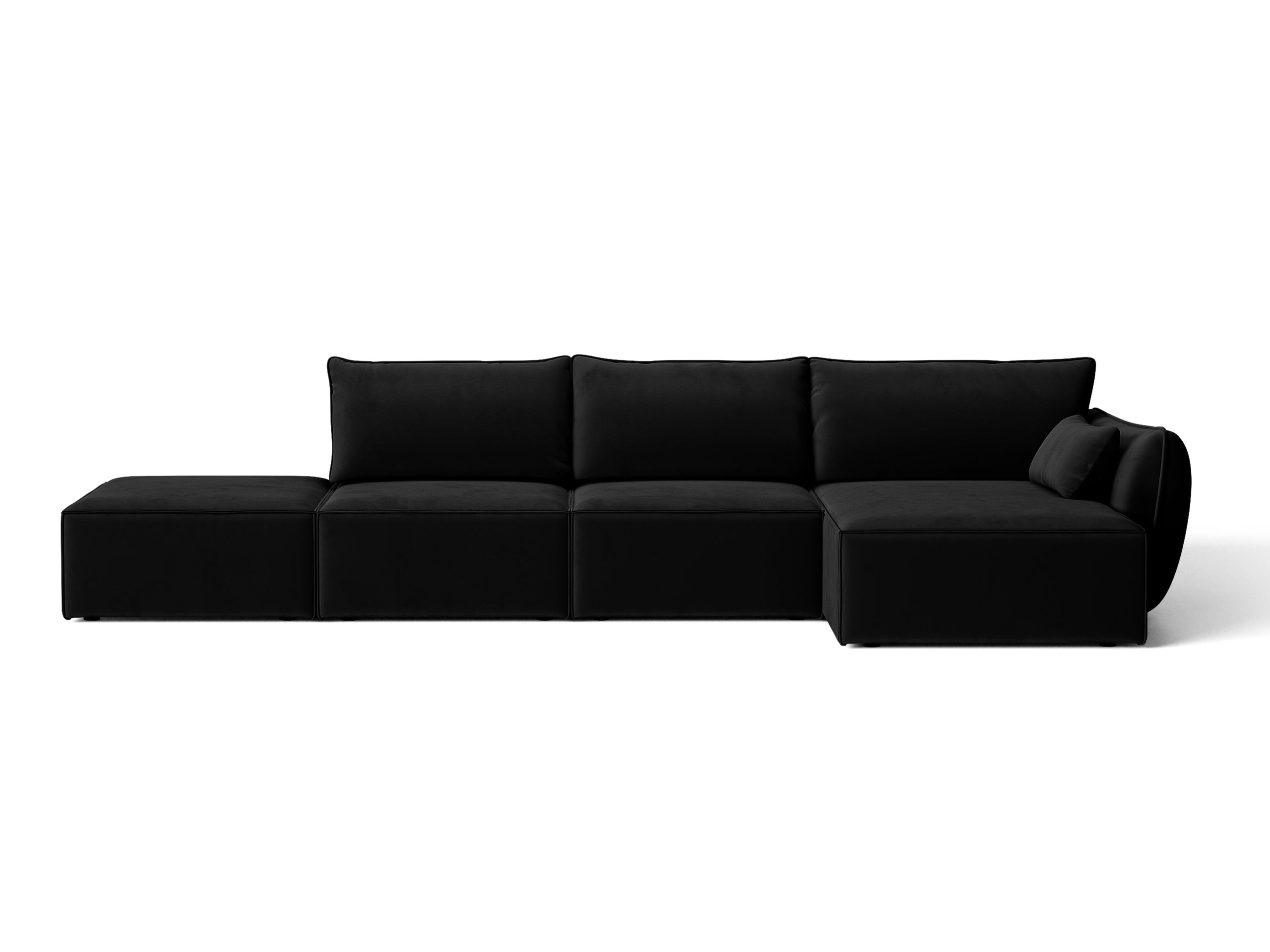 Micadoni Kaelle rohová sedačka 364 × 171 cm - Zamat Bluvel (Blu19) - Čierna - Pravé prevedenie