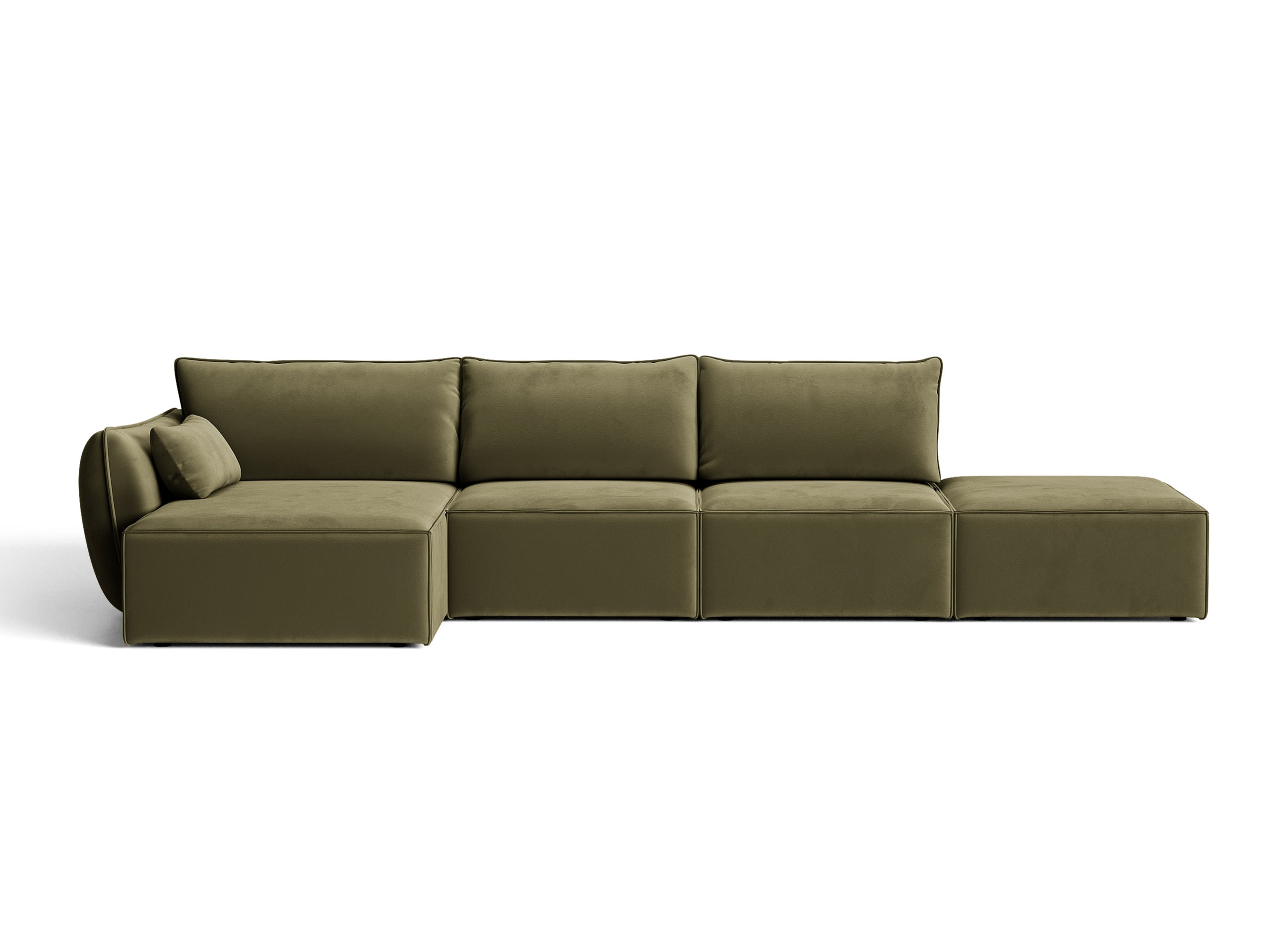 Micadoni Kaelle rohová sedačka 364 × 171 cm - Zamat Bluvel (Blu77) - Zelená - Ľavé prevedenie