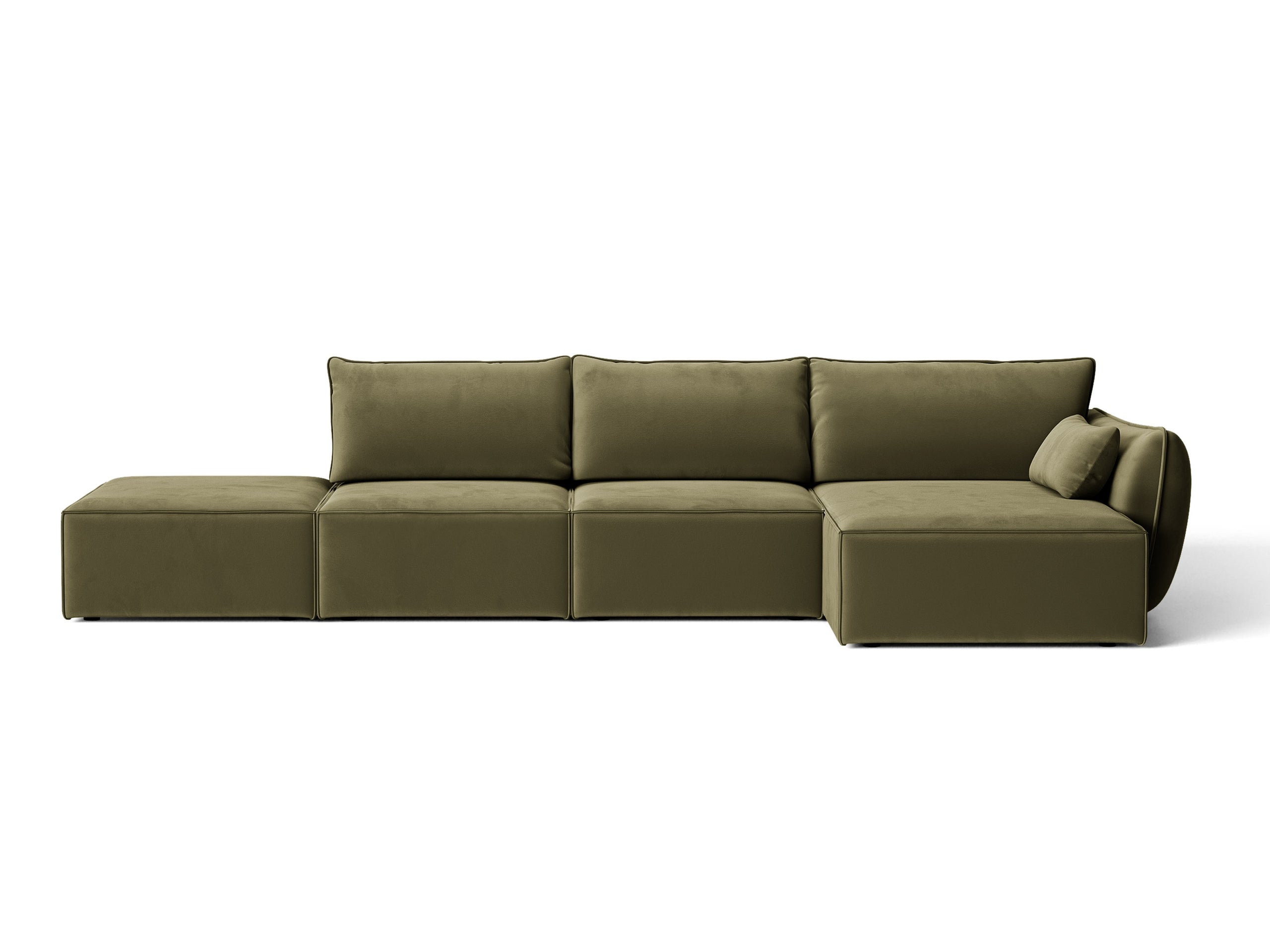 Micadoni Kaelle rohová sedačka 364 × 171 cm - Zamat Bluvel (Blu77) - Zelená - Pravé prevedenie