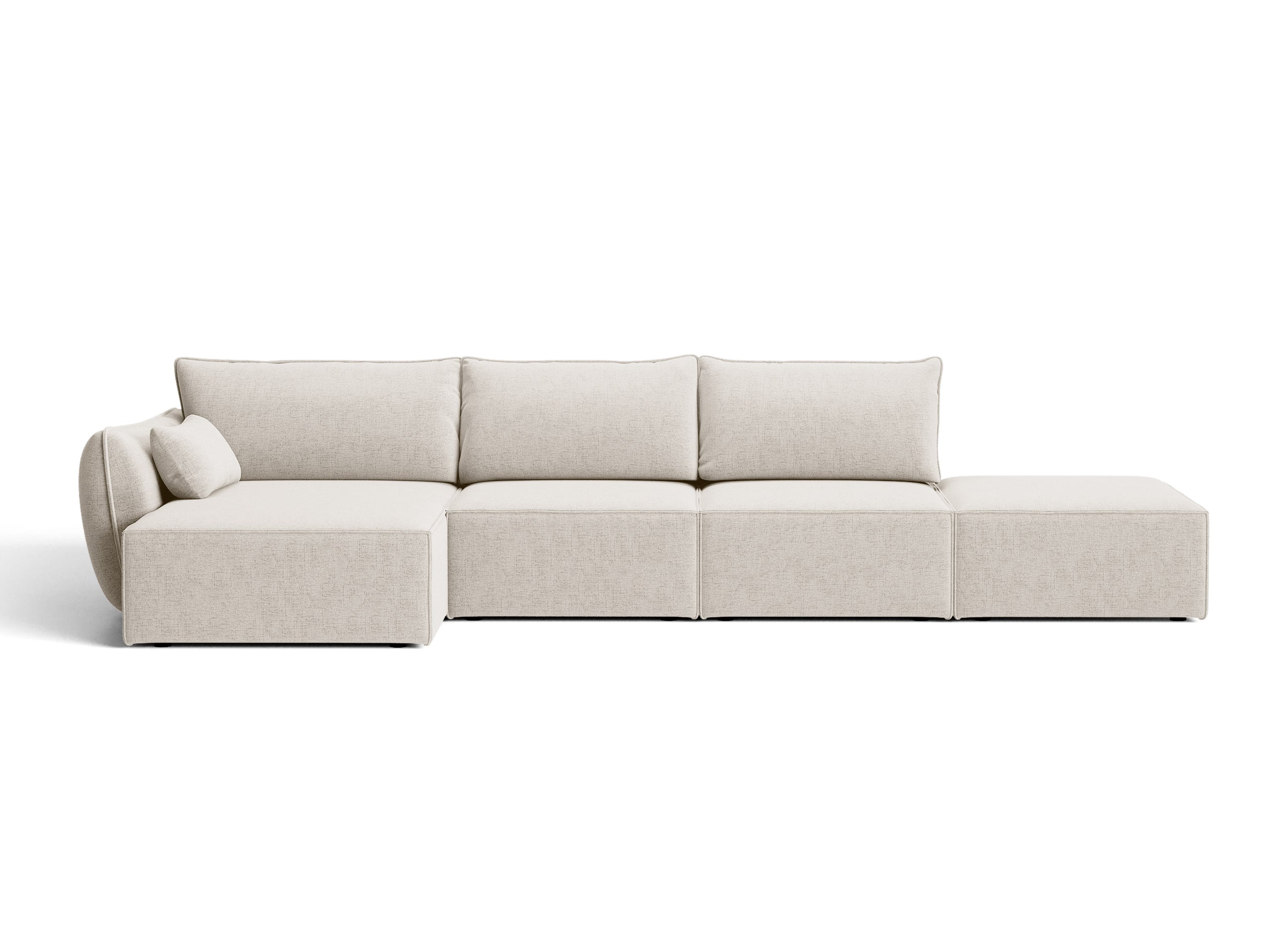 Micadoni Kaelle rohová sedačka 364 × 171 cm - Štrukturovaná látka Moly (Mol02) - Svetlobéžová - Ľavé prevedenie