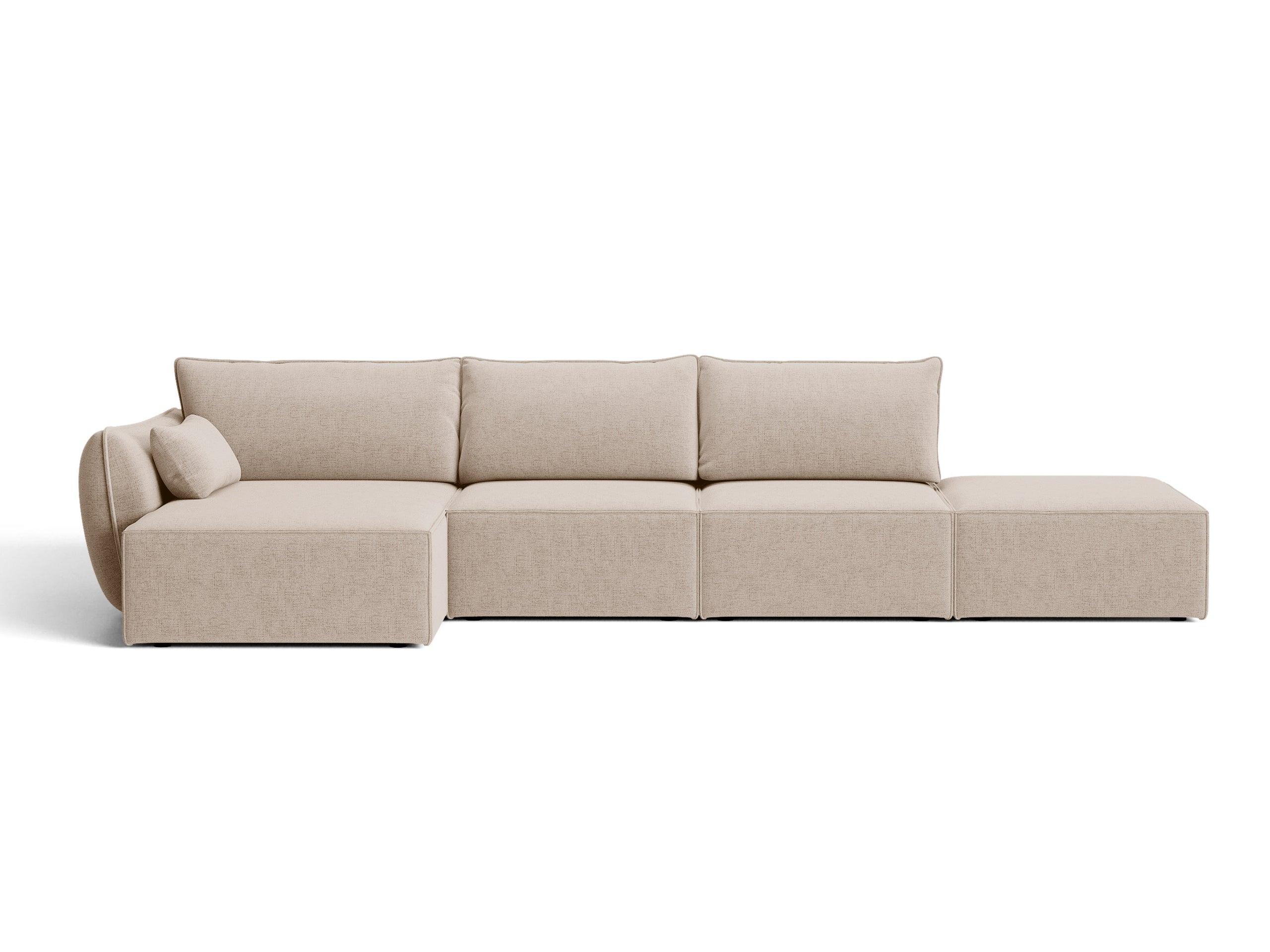 Micadoni Kaelle rohová sedačka 364 × 171 cm - Štrukturovaná látka Moly (Mol11) - Kapučínová - Ľavé prevedenie
