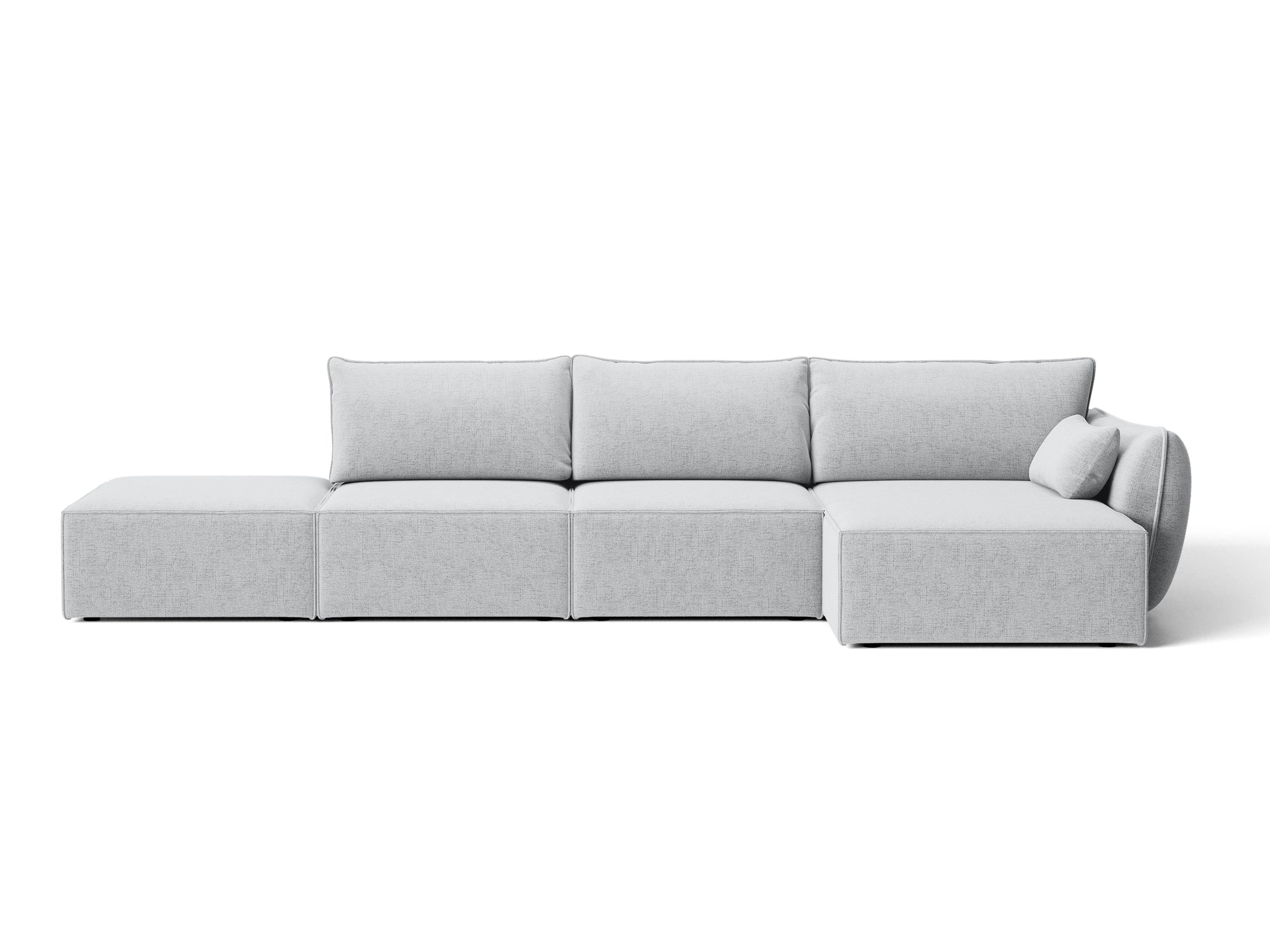 Micadoni Kaelle rohová sedačka 364 × 171 cm - Štrukturovaná látka Moly (Mol70) - Svetlosivá - Pravé prevedenie