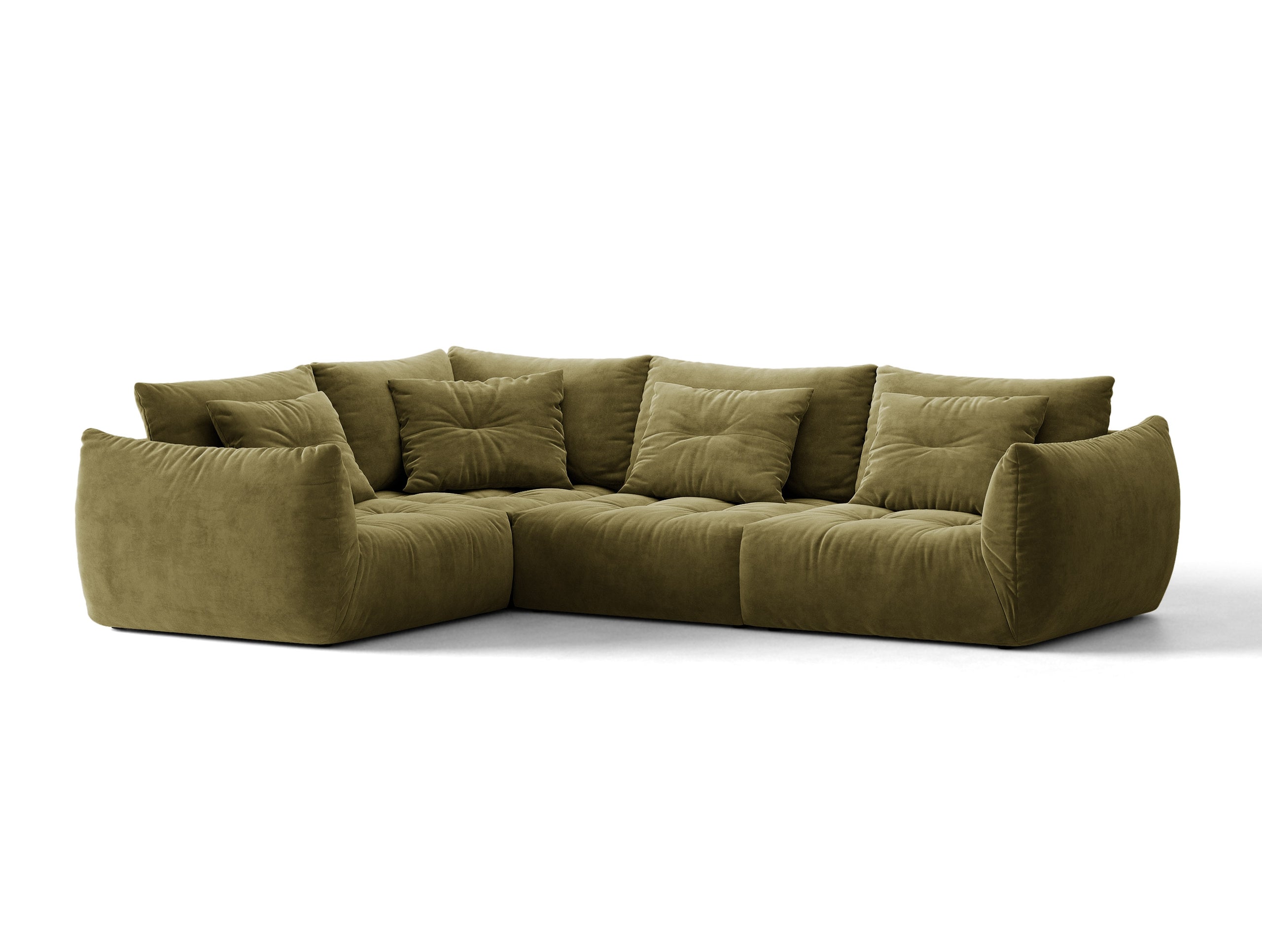 Micadoni Bloom rohová sedačka 316 × 222 cm - Zamat Casino (Casfor) - Svetlozelená - Ľavé prevedenie
