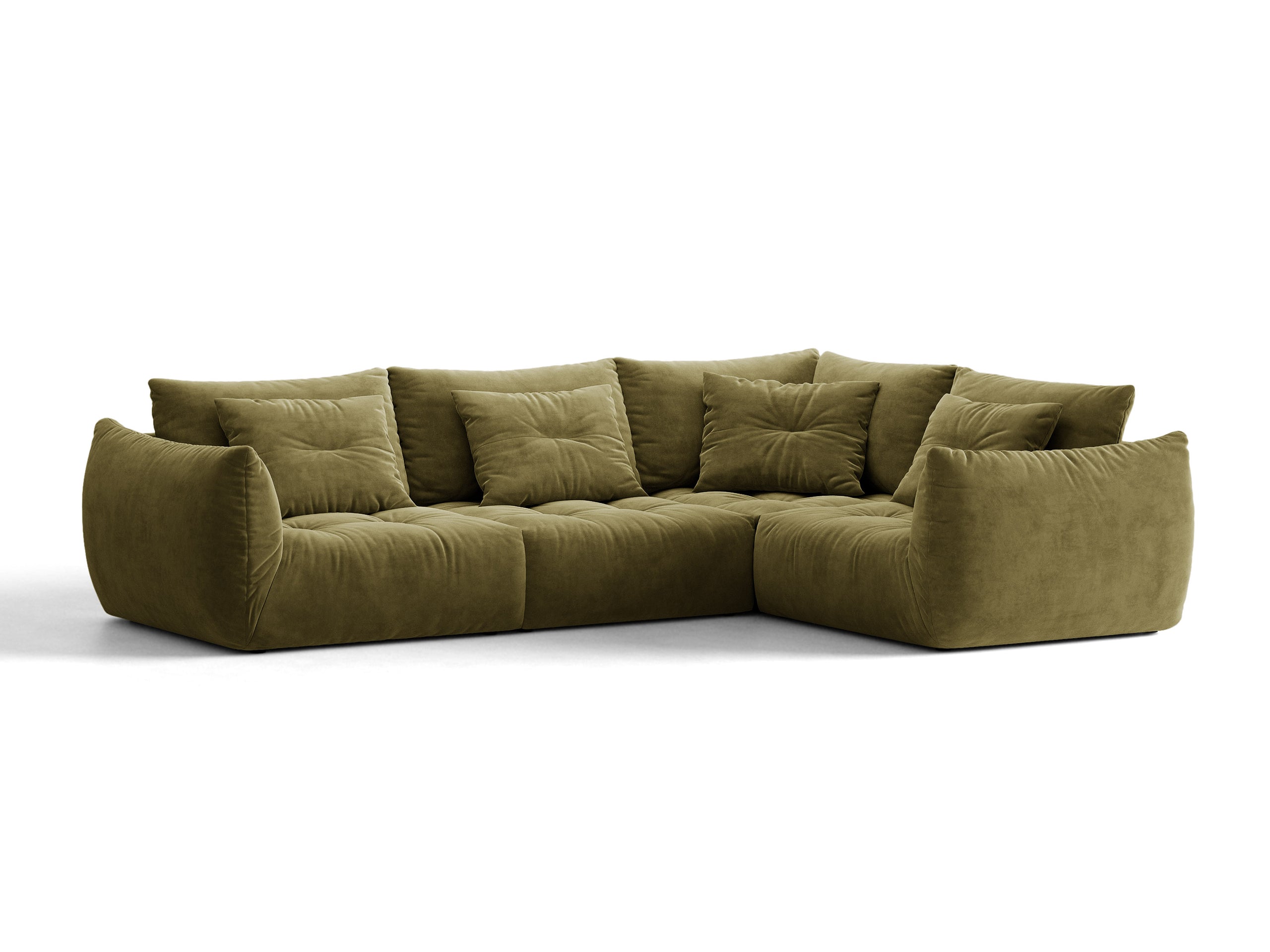 Micadoni Bloom rohová sedačka 316 × 222 cm - Zamat Casino (Casfor) - Svetlozelená - Pravé prevedenie