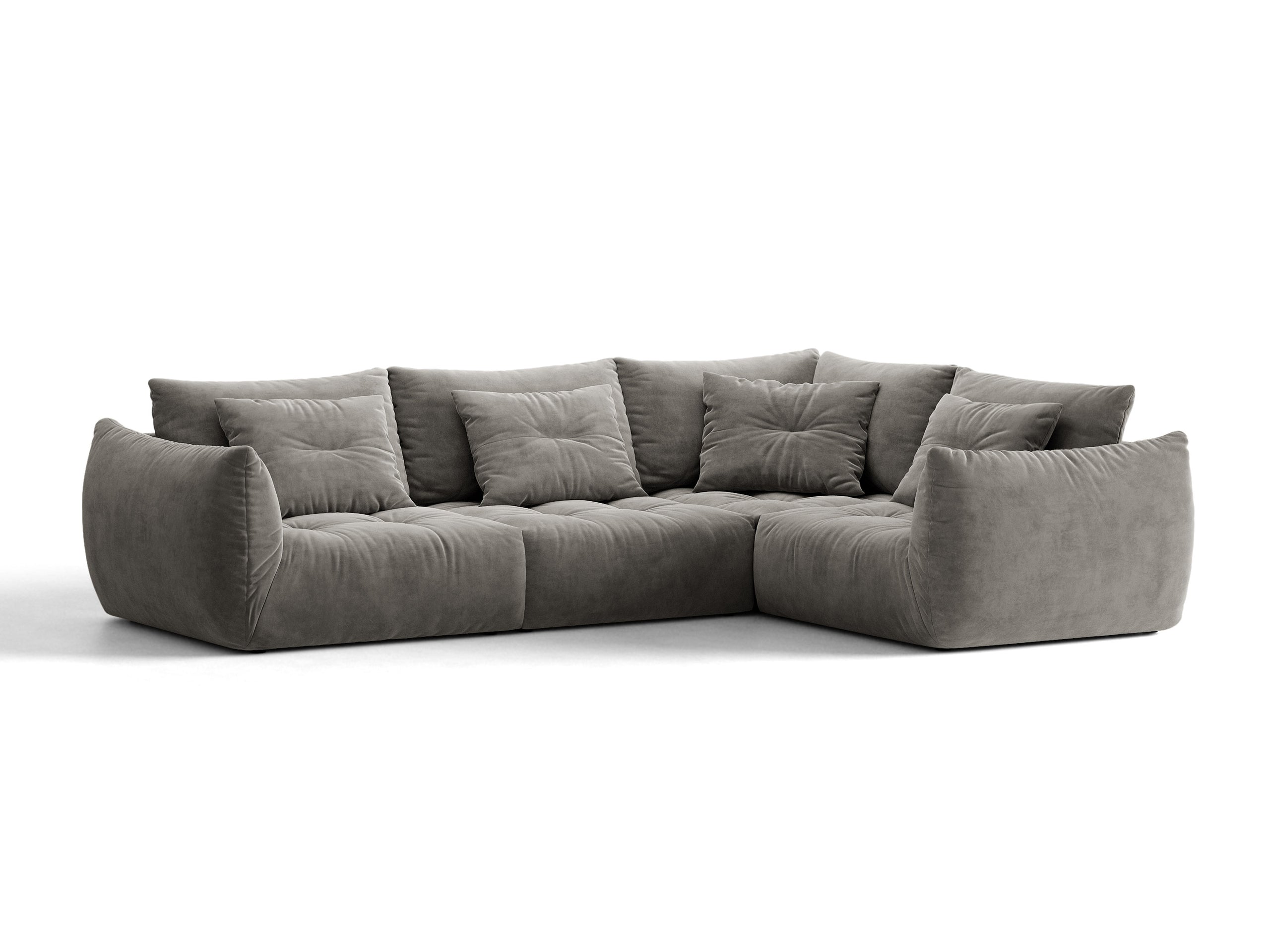 Micadoni Bloom rohová sedačka 316 × 222 cm - Zamat Casino (Cassto) - Sivá - Pravé prevedenie