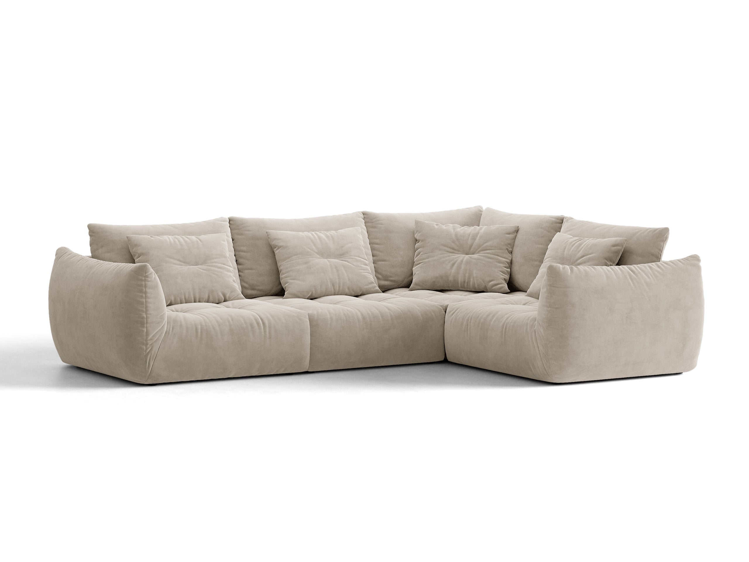 Micadoni Bloom rohová sedačka 316 × 222 cm - Zamat Casino (Caspear) - Svetlobéžová - Pravé prevedenie