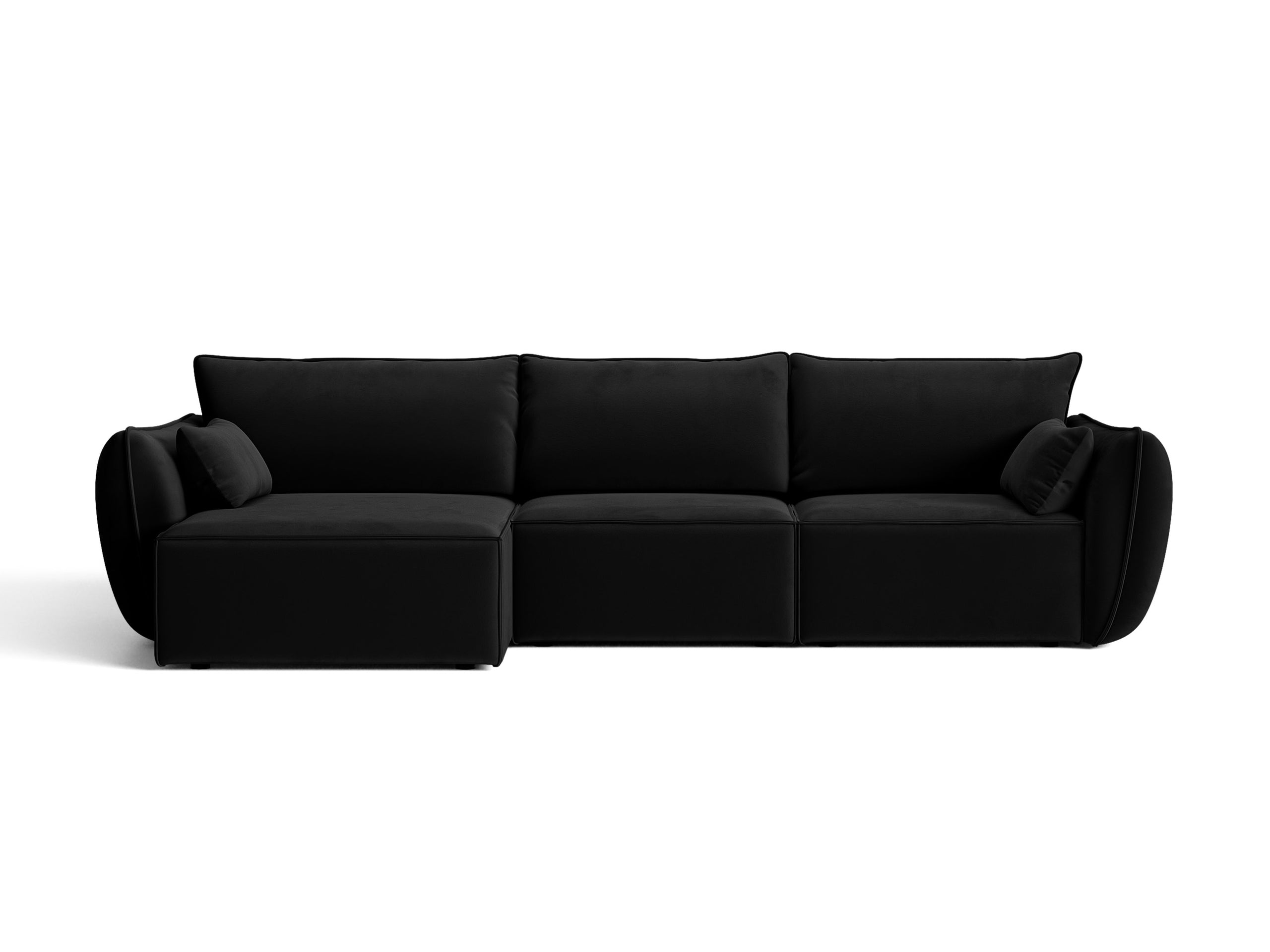 Micadoni Kaelle rohová sedačka 308 × 171 cm - Zamat Bluvel (Blu19) - Čierna - Ľavé prevedenie
