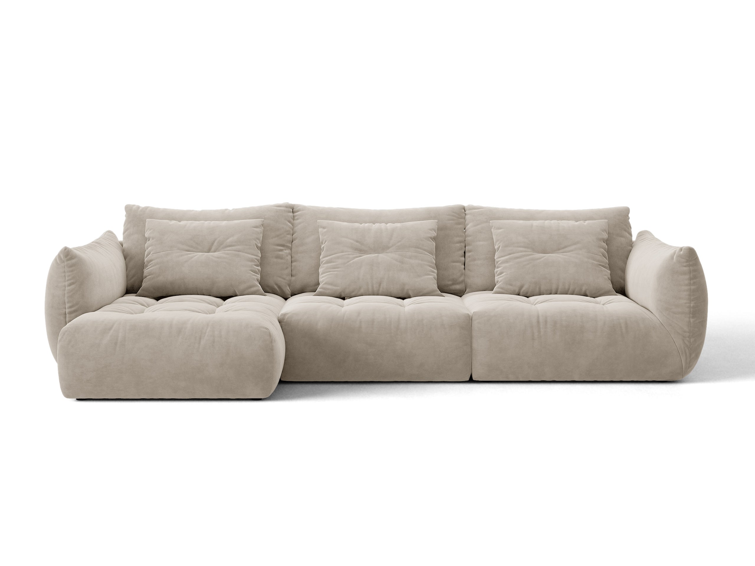 Micadoni Bloom rohová sedačka 327 × 152 cm - Zamat Casino (Caspear) - Svetlobéžová - Ľavé prevedenie