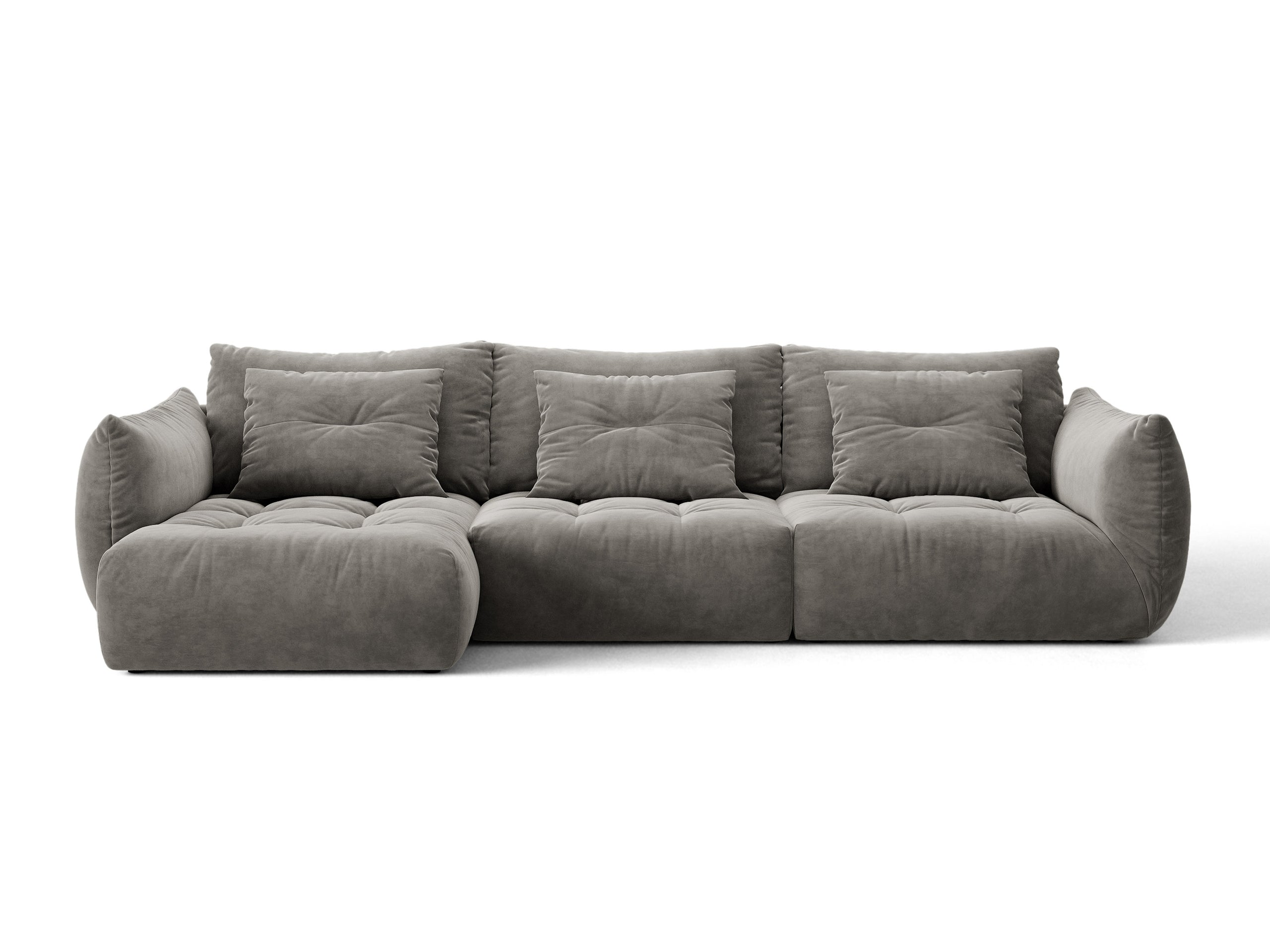 Micadoni Bloom rohová sedačka 327 × 152 cm - Zamat Casino (Cassto) - Sivá - Ľavé prevedenie