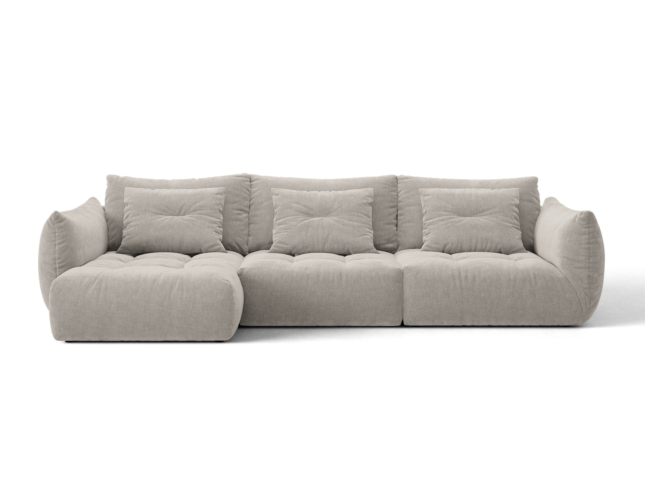 Micadoni Bloom rohová sedačka 327 × 152 cm - Štrukturovaná látka Wind (Win84) - Svetlosivá - Ľavé prevedenie
