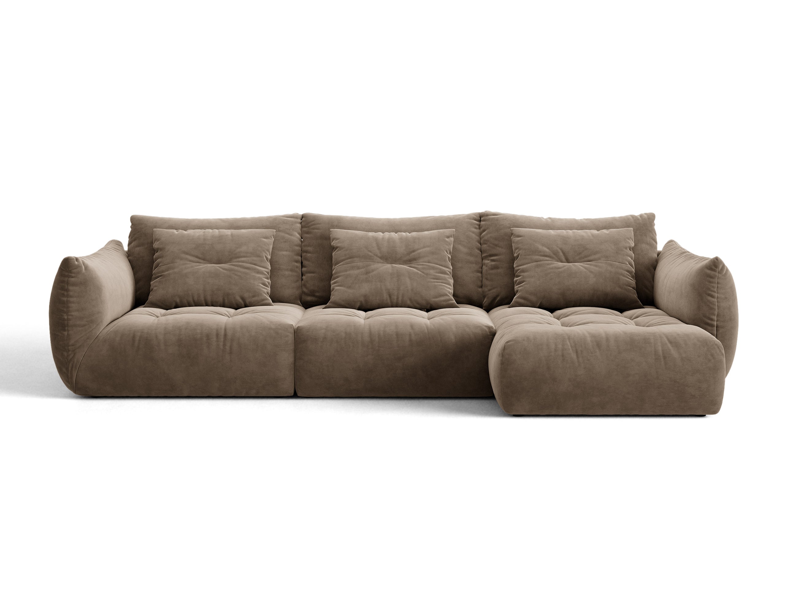 Micadoni Bloom rohová sedačka 327 × 152 cm - Zamat Casino (Castau) - Svetlohnedá - Pravé prevedenie