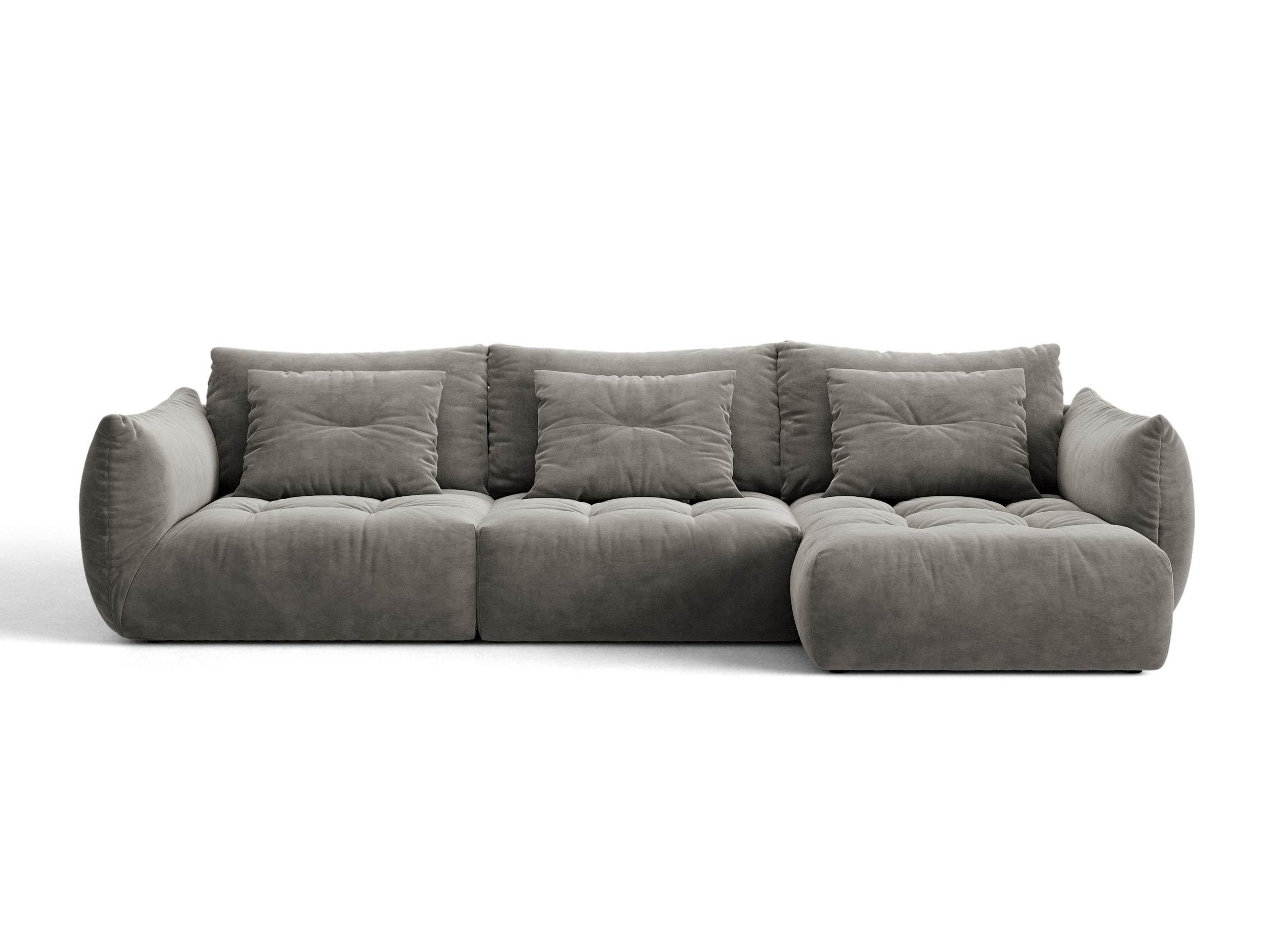 Micadoni Bloom rohová sedačka 327 × 152 cm - Zamat Casino (Cassto) - Sivá - Pravé prevedenie