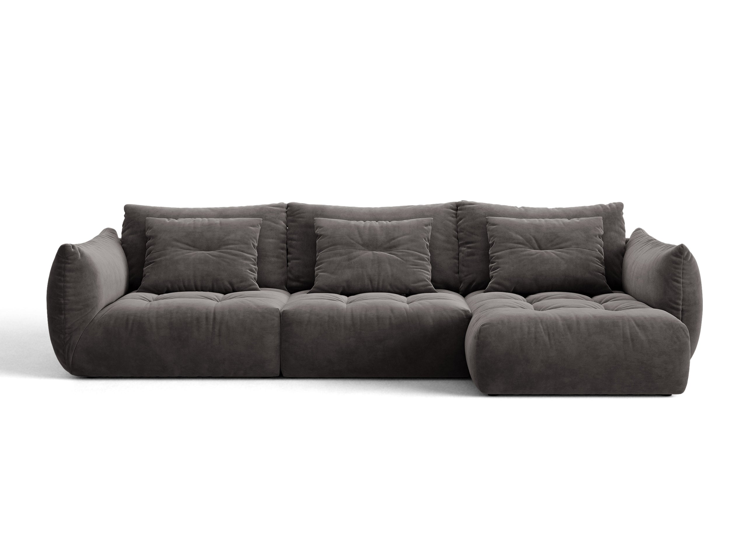 Micadoni Bloom rohová sedačka 327 × 152 cm - Zamat Casino (Casgraph) - Tmavosivá - Pravé prevedenie