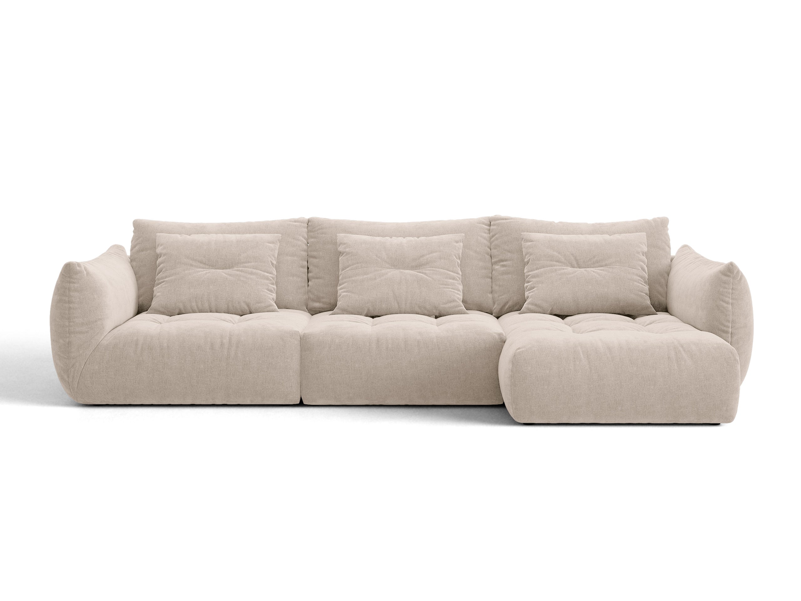 Micadoni Bloom rohová sedačka 327 × 152 cm - Štrukturovaná látka Wind (Win05) - Svetlobéžová - Pravé prevedenie