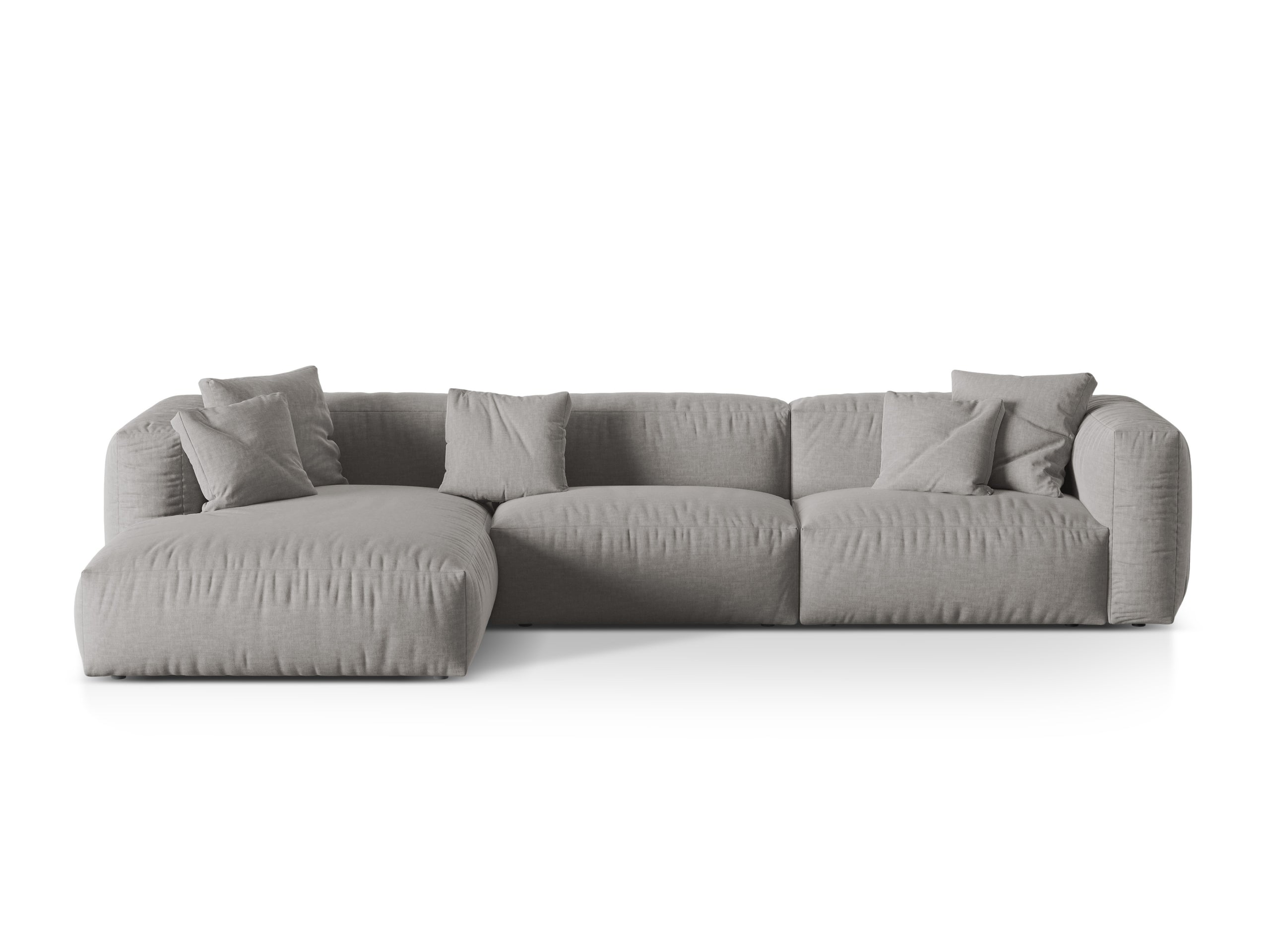 Micadoni Martina rohová sedačka 330 × 176 cm - Štrukturovaná látka Boston (Boligre) - Svetlosivá - Nohy: Čierny plast - Ľavé prevedenie - Variant 76 cm