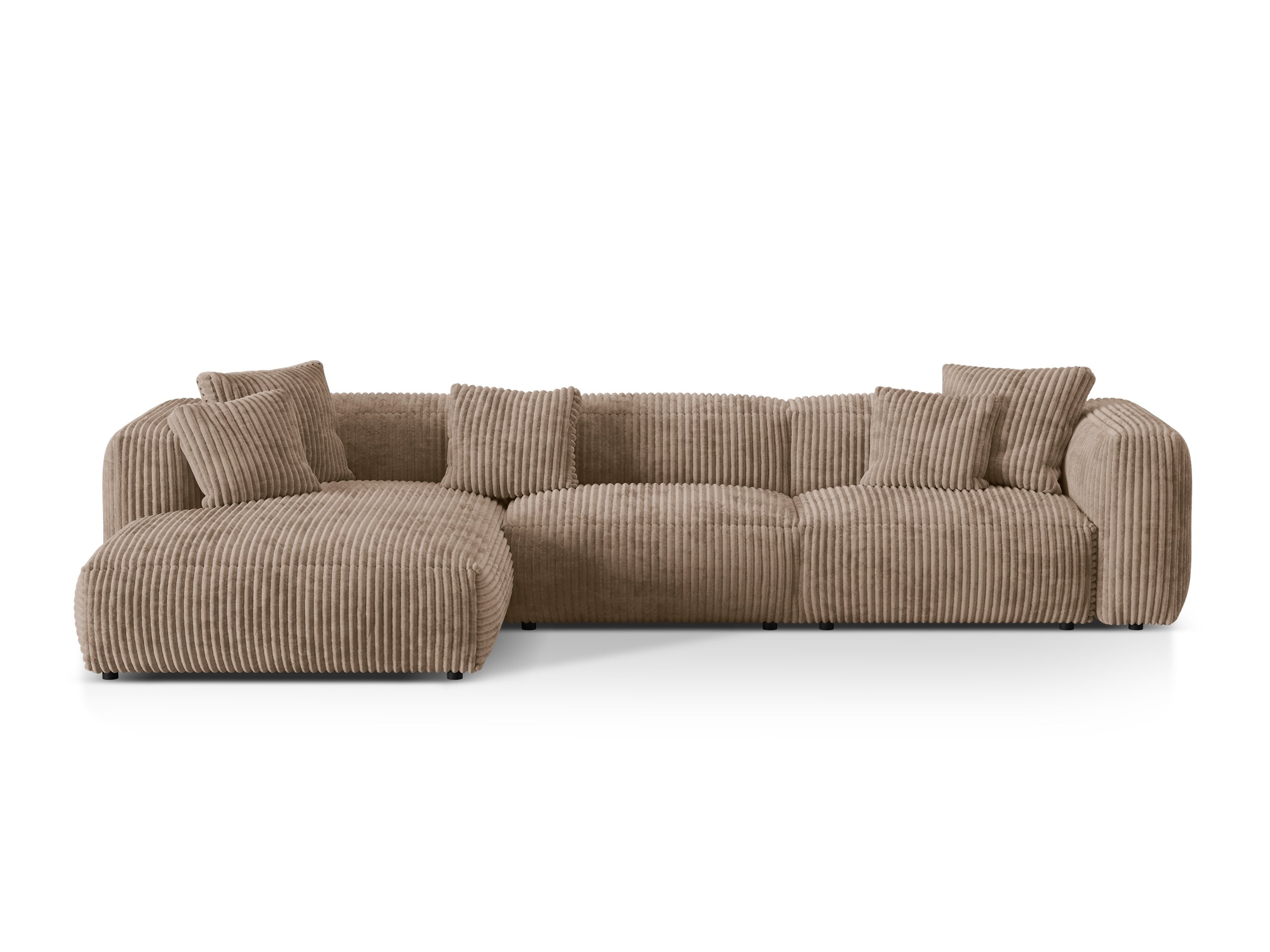 Micadoni Martina rohová sedačka 330 × 176 cm - Menčester Tilia (Til17) - Žaluďová - Nohy: Čierny plast - Ľavé prevedenie - Variant 76 cm