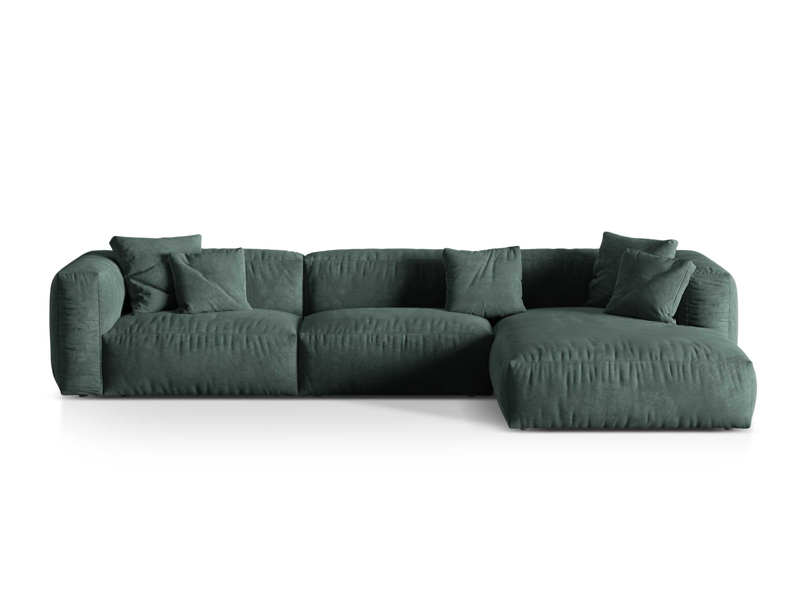 Micadoni Martina rohová sedačka 330 × 176 cm - Zamat Vogue (Vog12) - Petrolejová - Nohy: Čierny plast - Pravé prevedenie - Variant 76 cm