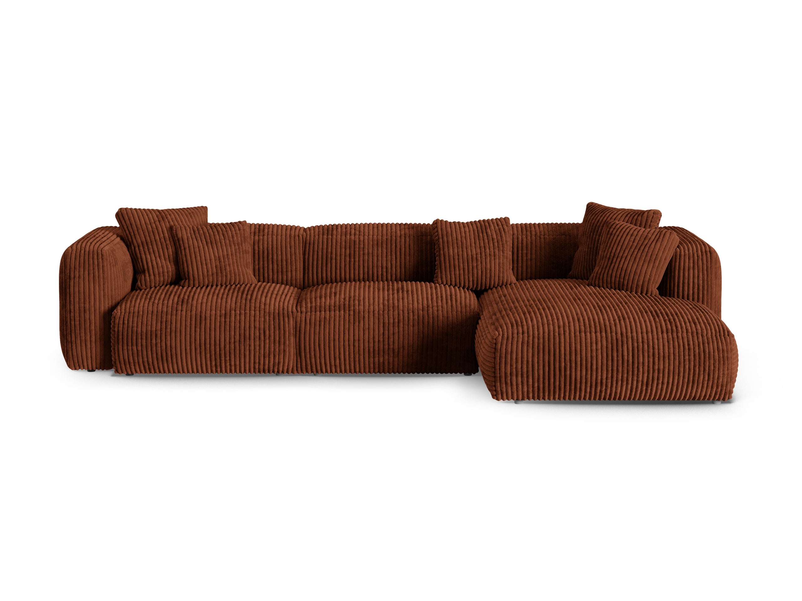 Micadoni Martina rohová sedačka 330 × 176 cm - Menčester Tilia (Til52) - Tehlová - Nohy: Čierny plast - Pravé prevedenie - Variant 90 cm