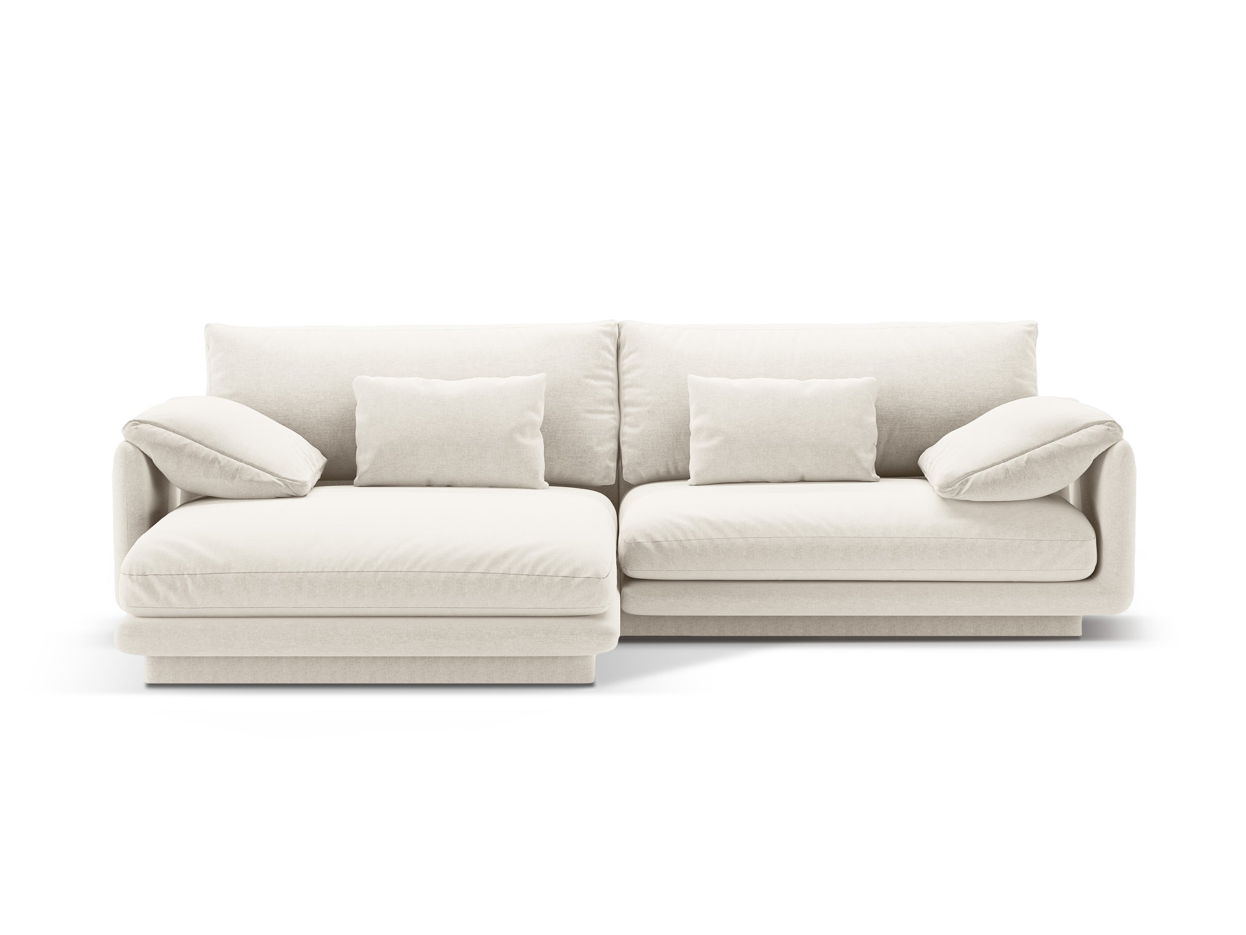 Micadoni Torino rohová sedačka 250 × 170 cm - Štrukturovaná látka Wind (Win02) - Slonovinová - Ľavé prevedenie