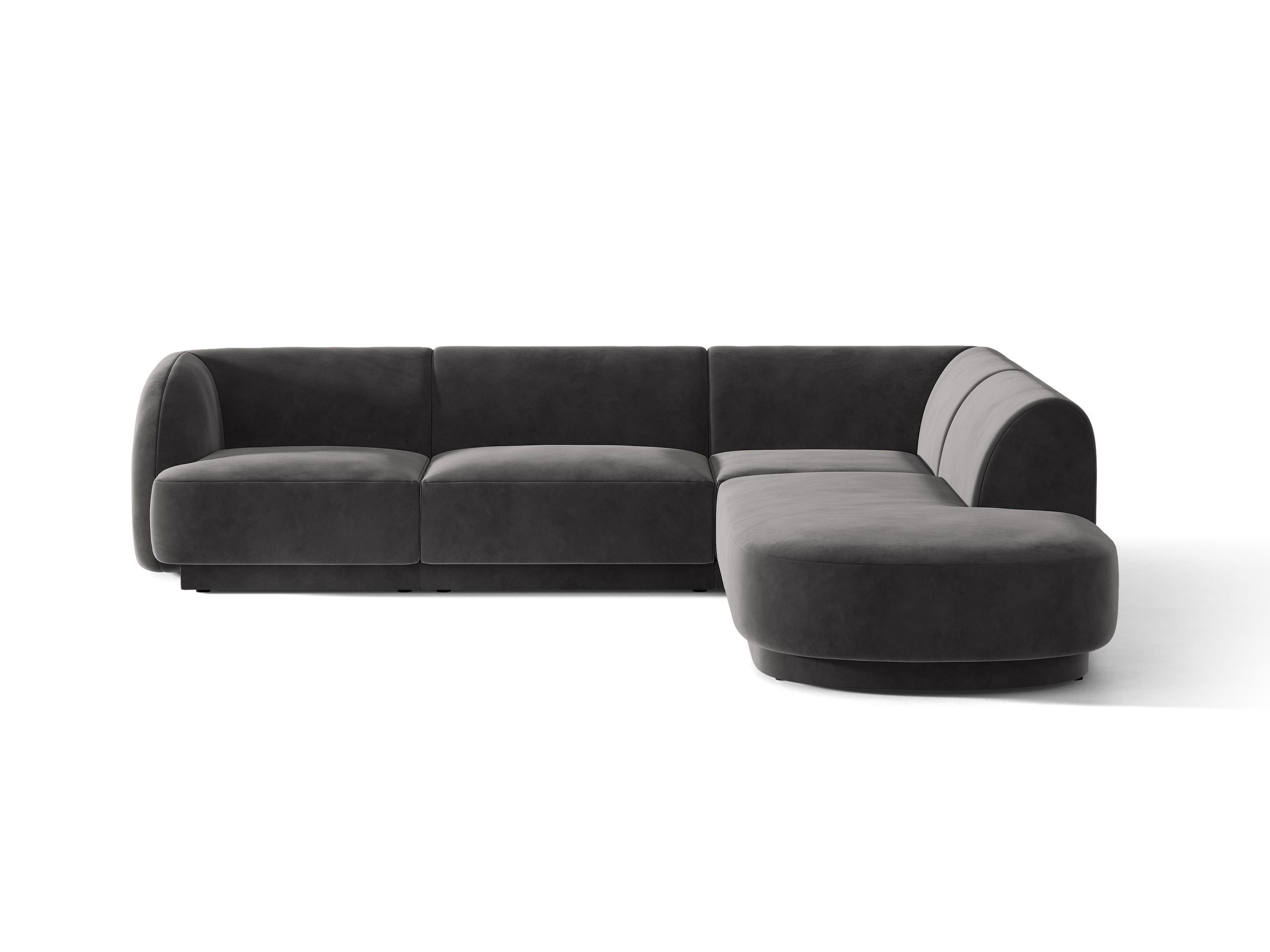 Micadoni Miley rohová sedačka 255 × 248 cm - Zamat Bluvel (Blu14) - Sivá - Pravé prevedenie