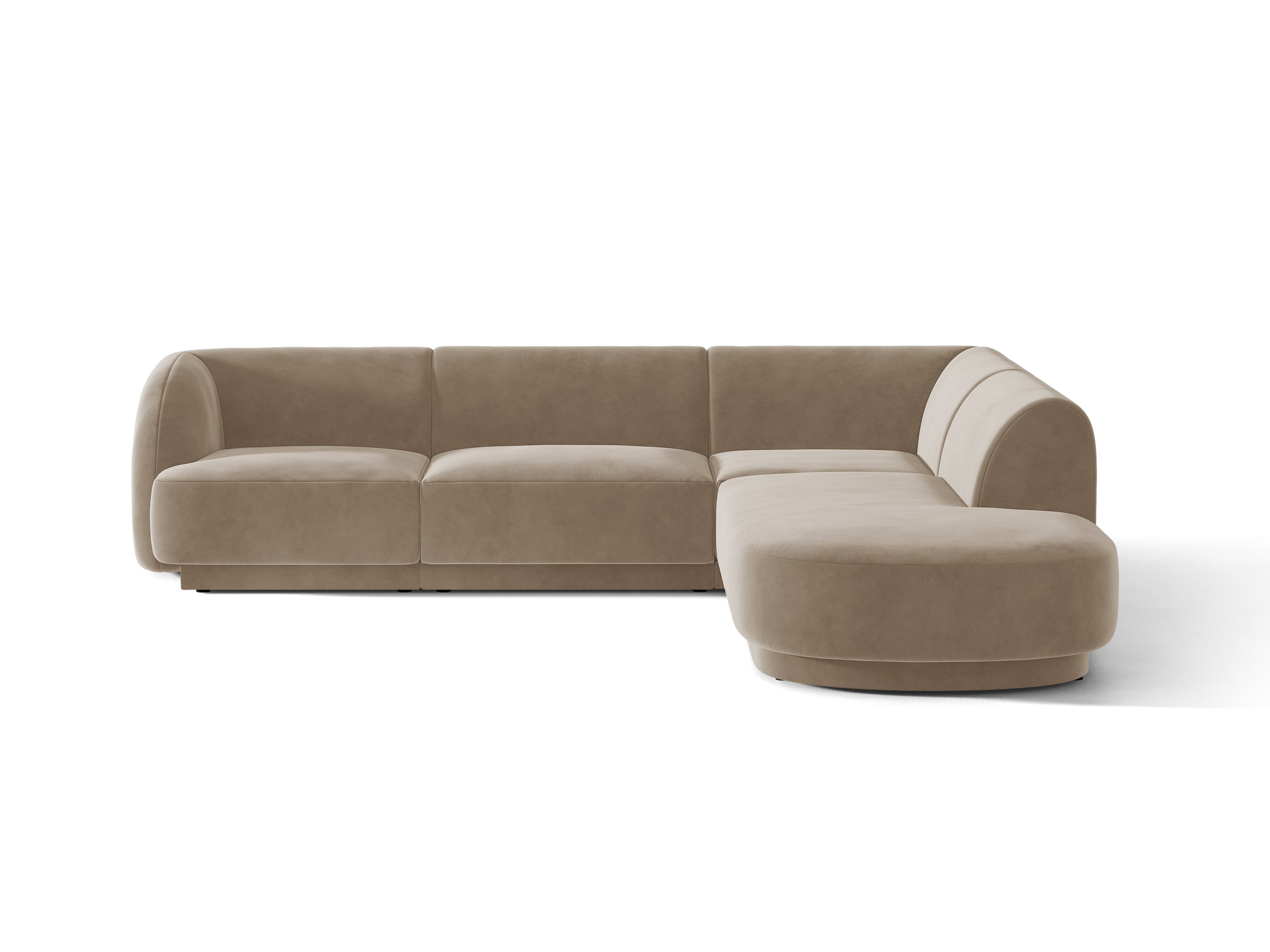 Micadoni Miley rohová sedačka 255 × 248 cm - Zamat Bluvel (Blu40) - Kapučínová - Pravé prevedenie