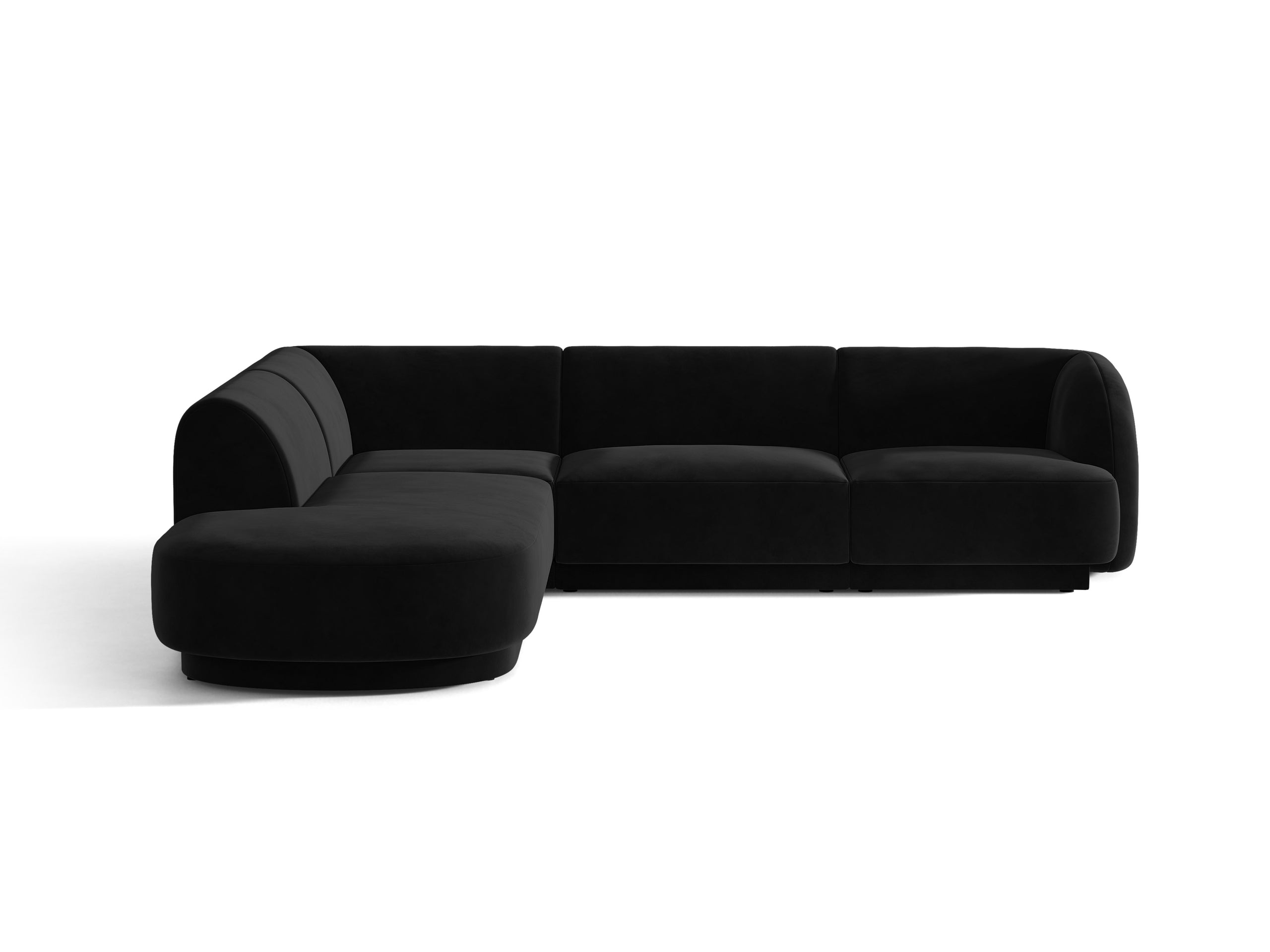 Micadoni Miley rohová sedačka 255 × 248 cm - Zamat Bluvel (Blu19) - Čierna - Ľavé prevedenie