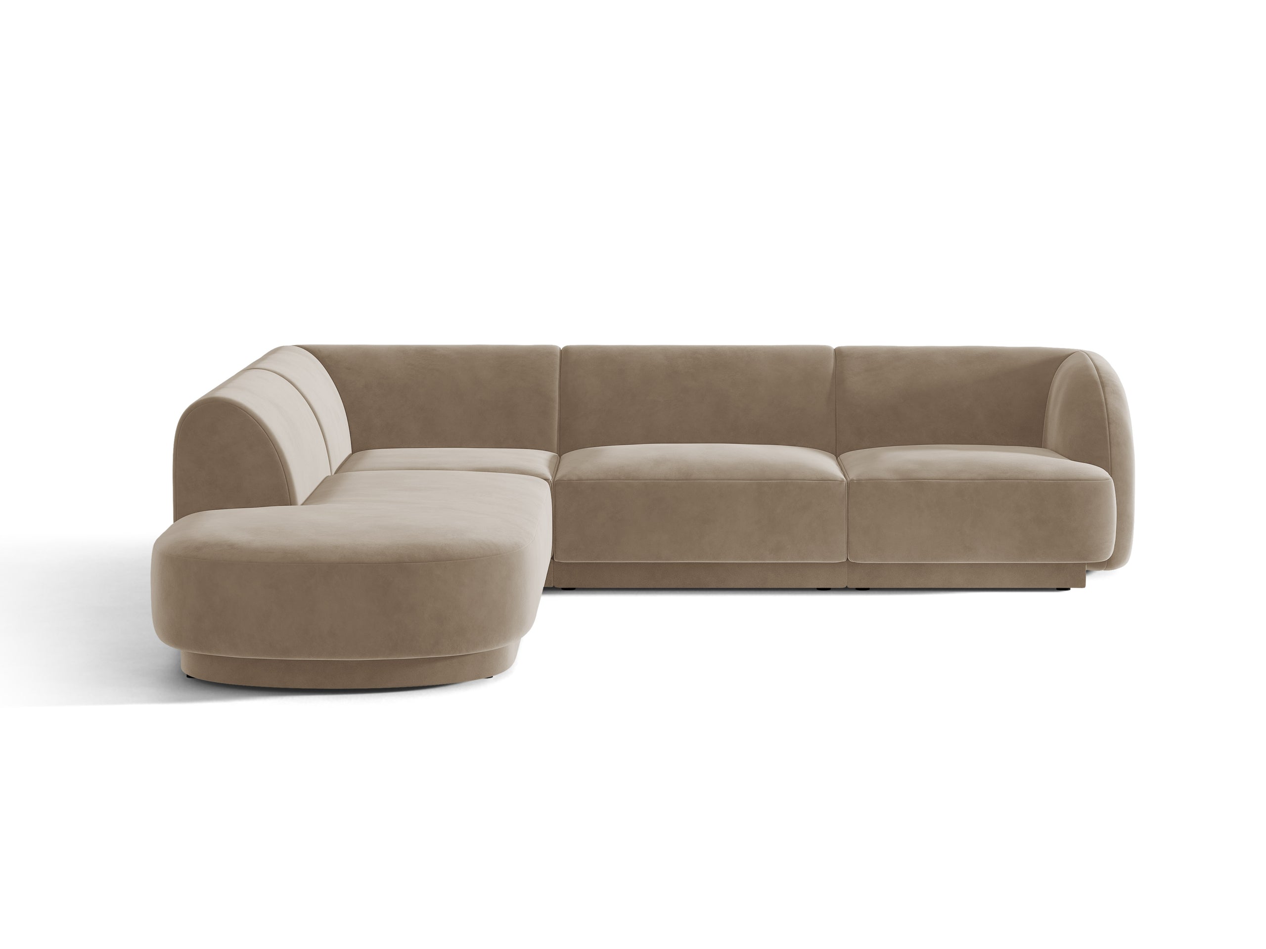 Micadoni Miley rohová sedačka 255 × 248 cm - Zamat Bluvel (Blu40) - Kapučínová - Ľavé prevedenie