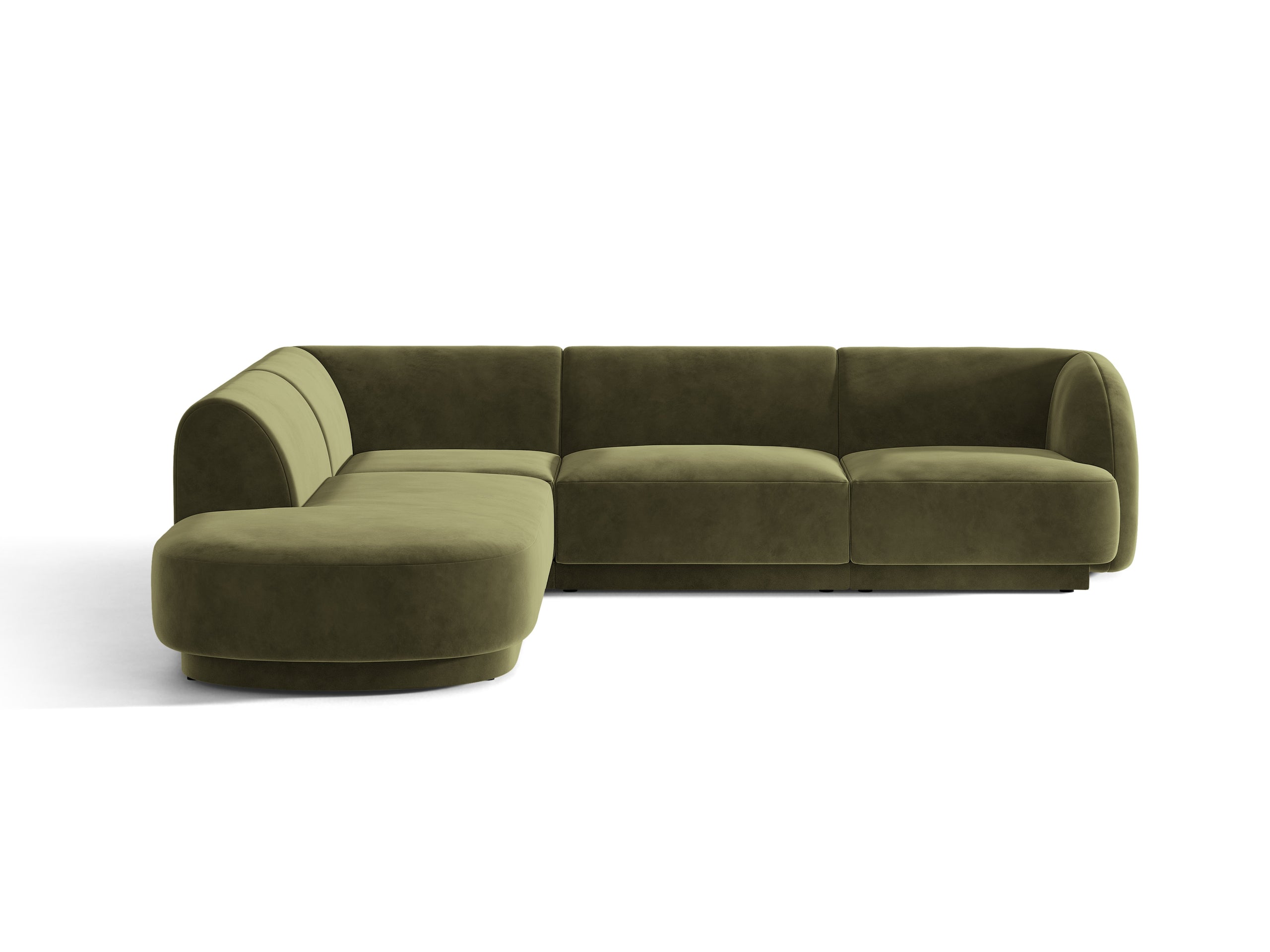 Micadoni Miley rohová sedačka 255 × 248 cm - Zamat Bluvel (Blu77) - Zelená - Ľavé prevedenie