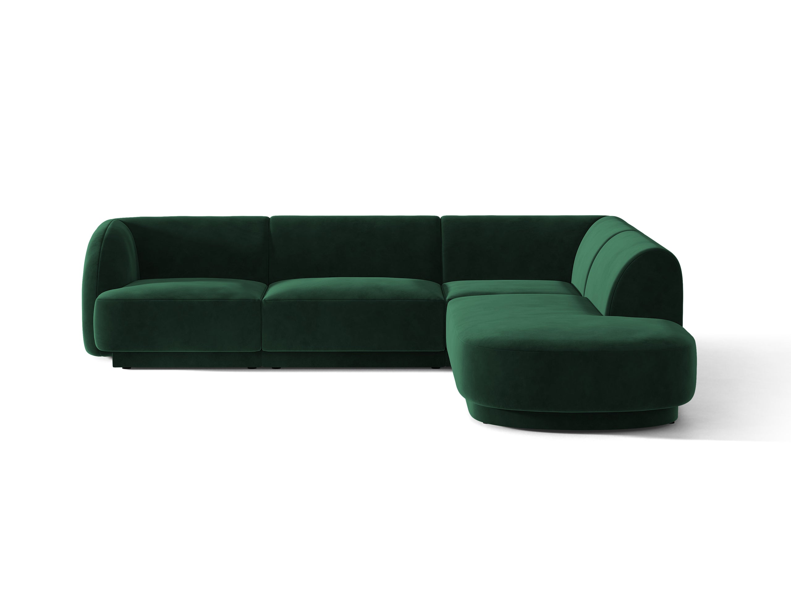 Micadoni Miley rohová sedačka 255 × 248 cm - Zamat Bluvel (Blu78) - Fľaškovozelená - Pravé prevedenie