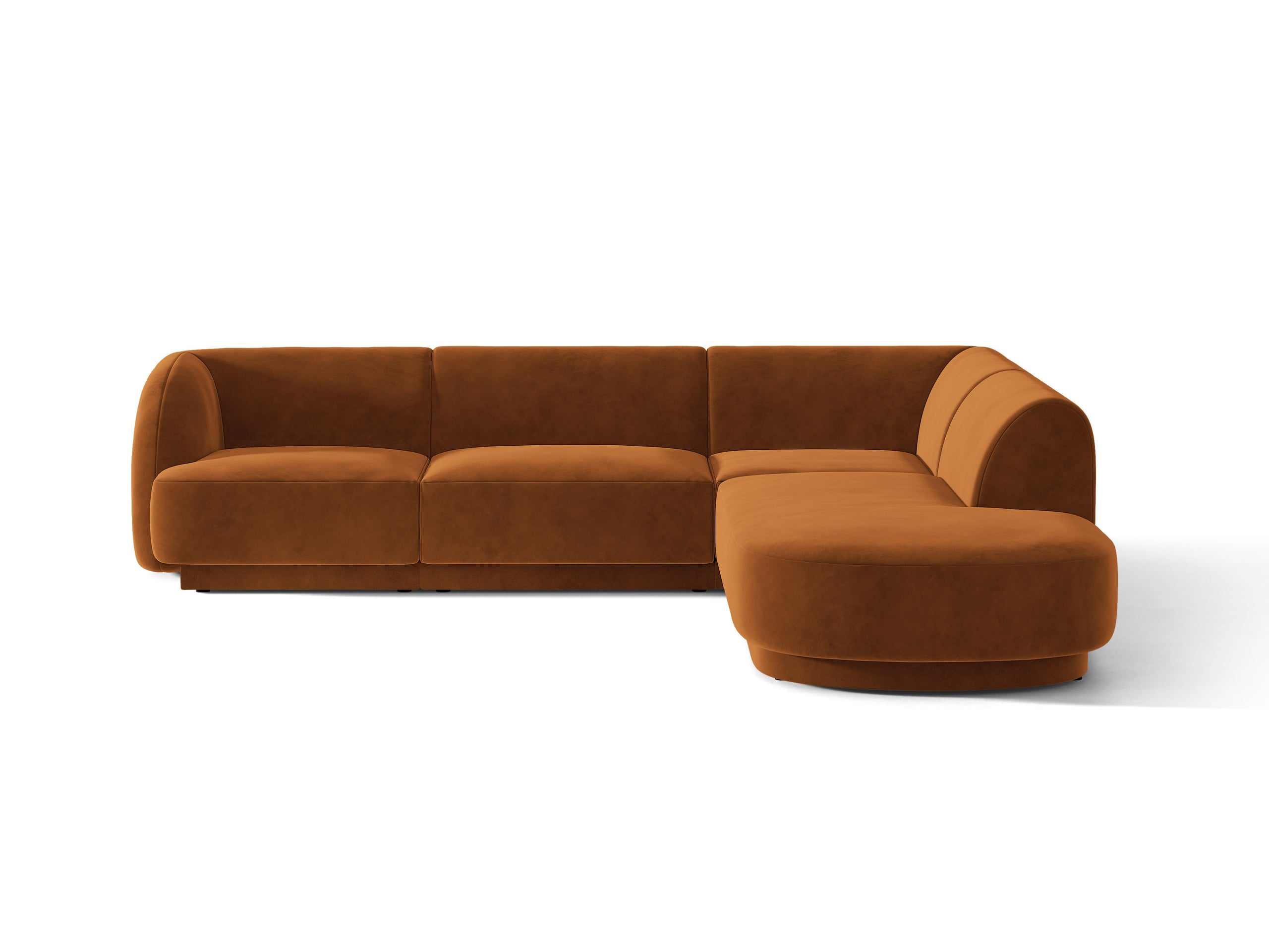 Micadoni Miley rohová sedačka 255 × 248 cm - Zamat Bluvel (Blu4215) - Terakotová - Pravé prevedenie